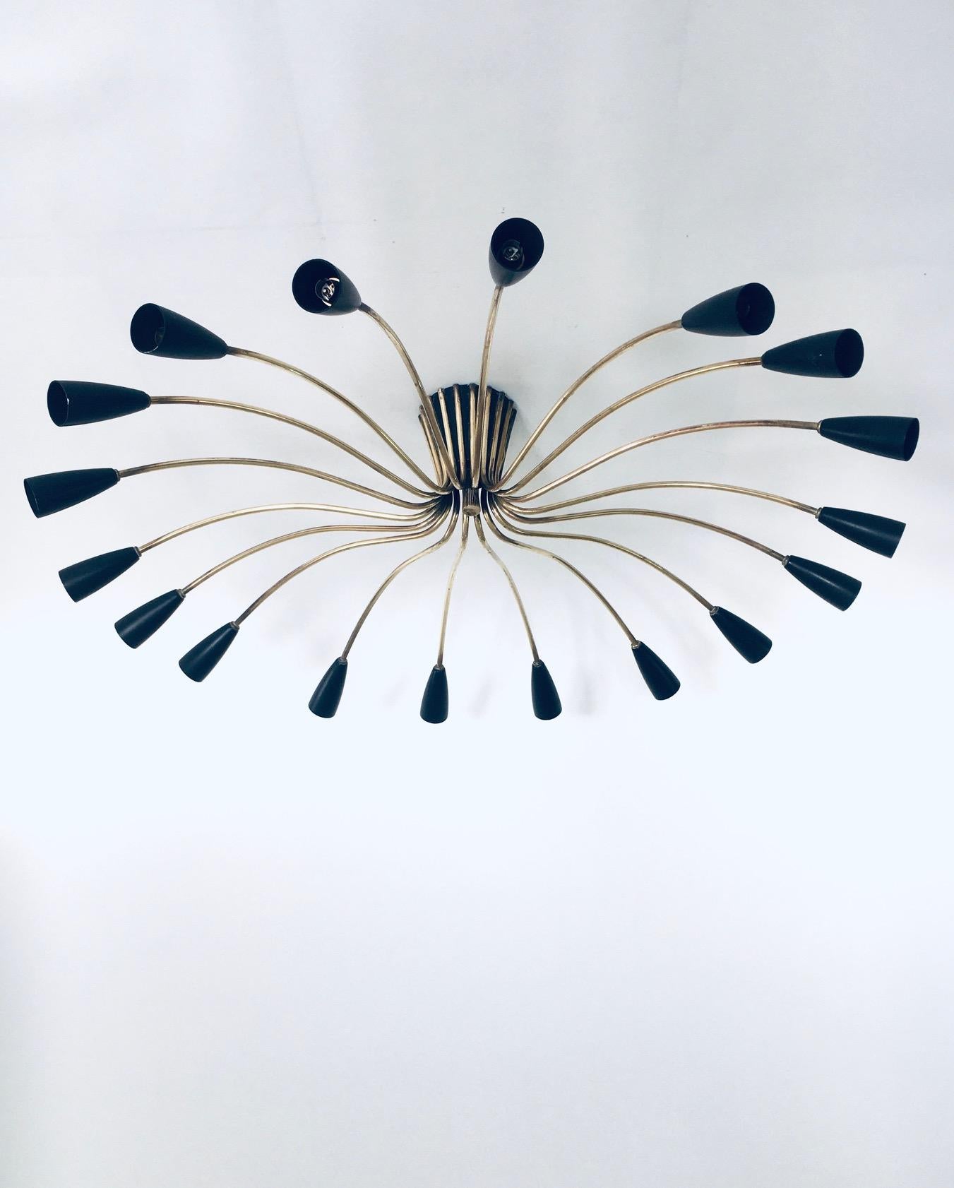 'SPUTNIK' 18 Arm Ceiling Lamp by Kaiser Leuchten, Germany 1950's For Sale 1