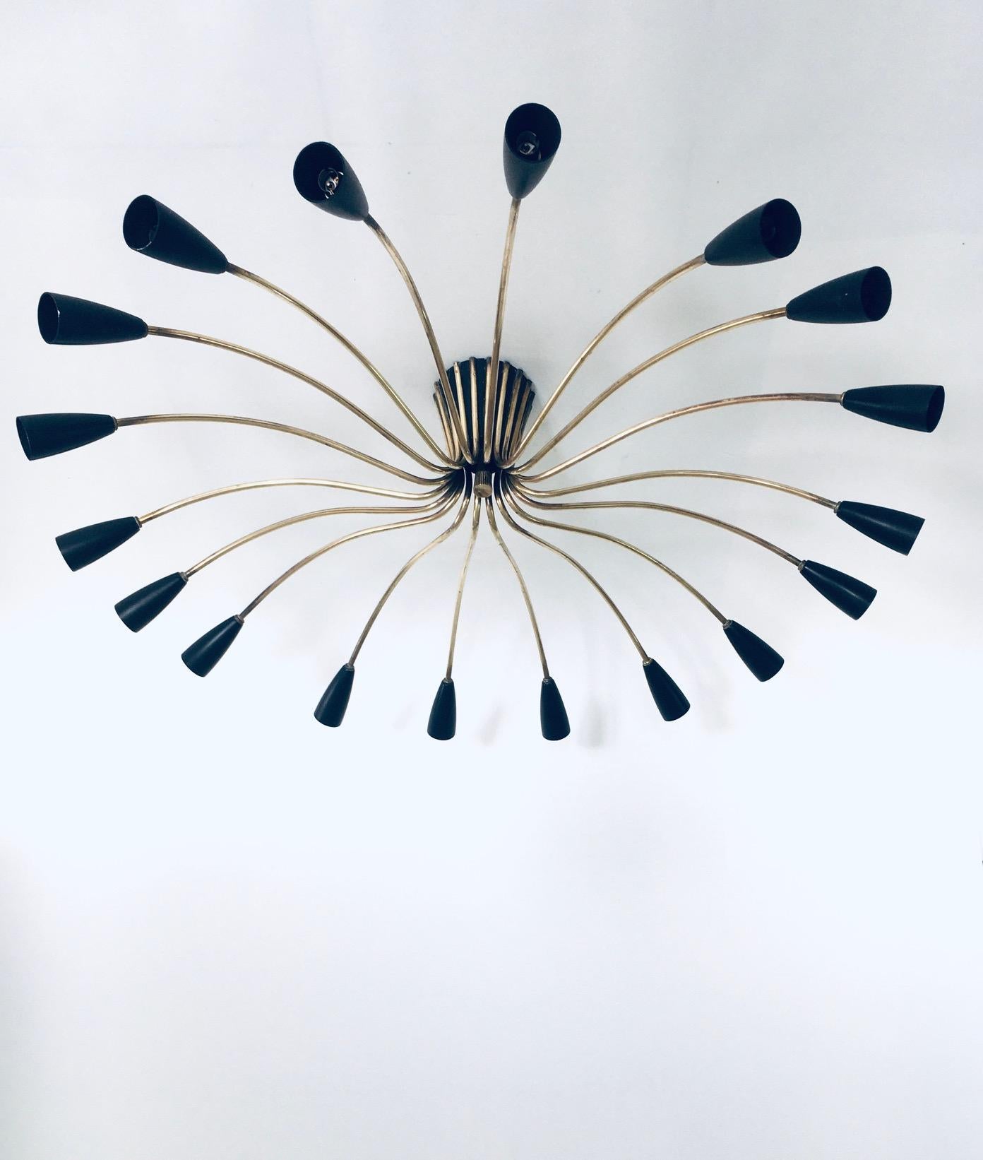 'SPUTNIK' 18 Arm Ceiling Lamp by Kaiser Leuchten, Germany 1950's For Sale 2
