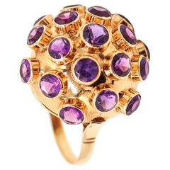 SPUTNIK 1950 Netherlands Cocktail Ring In 18Kt Yellow Gold With Purple Amethysts