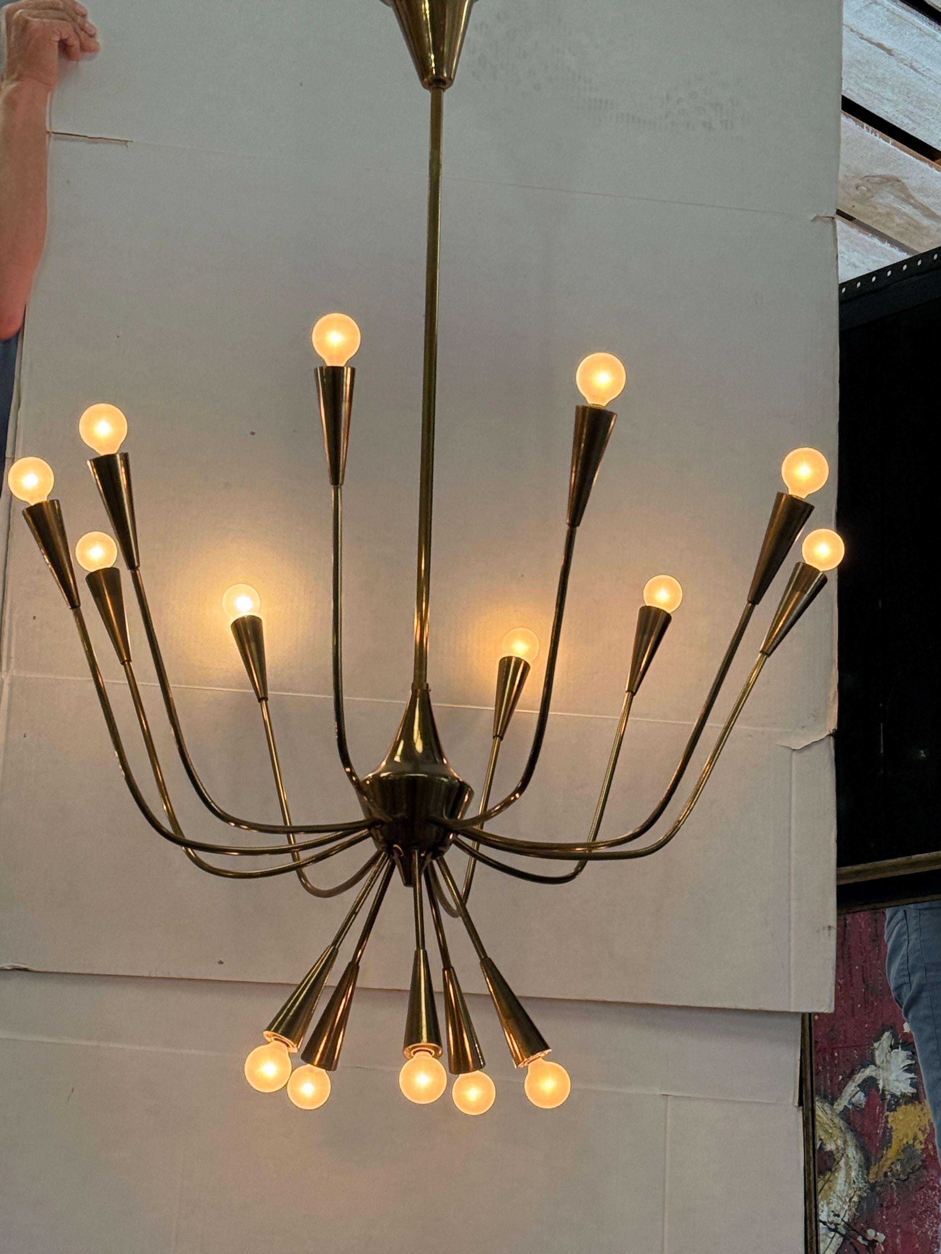 Italian Sputnik 1960s Oscar Torlasco  Chandelier From Italy For Sale