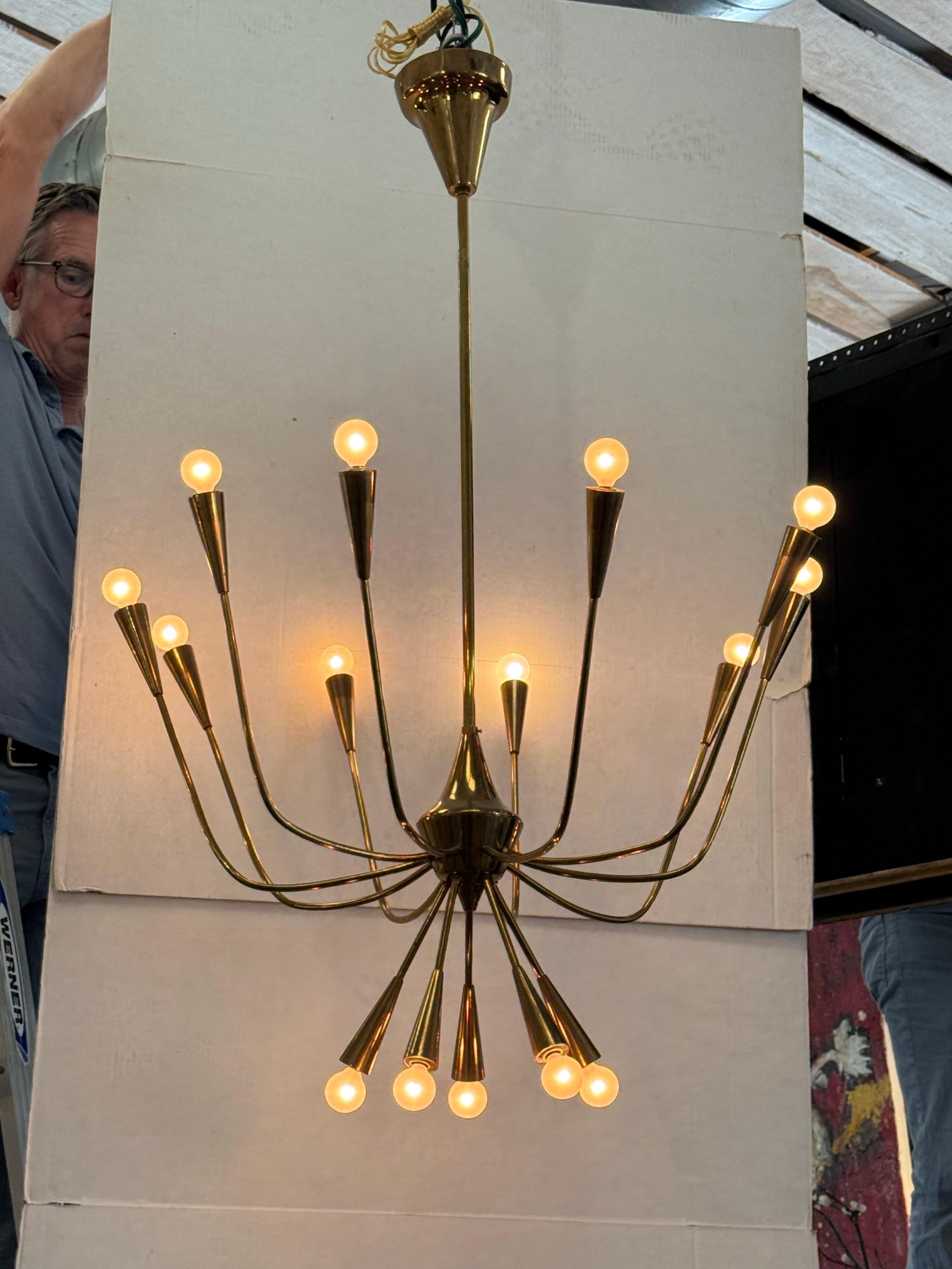 20th Century Sputnik 1960s Oscar Torlasco  Chandelier From Italy For Sale