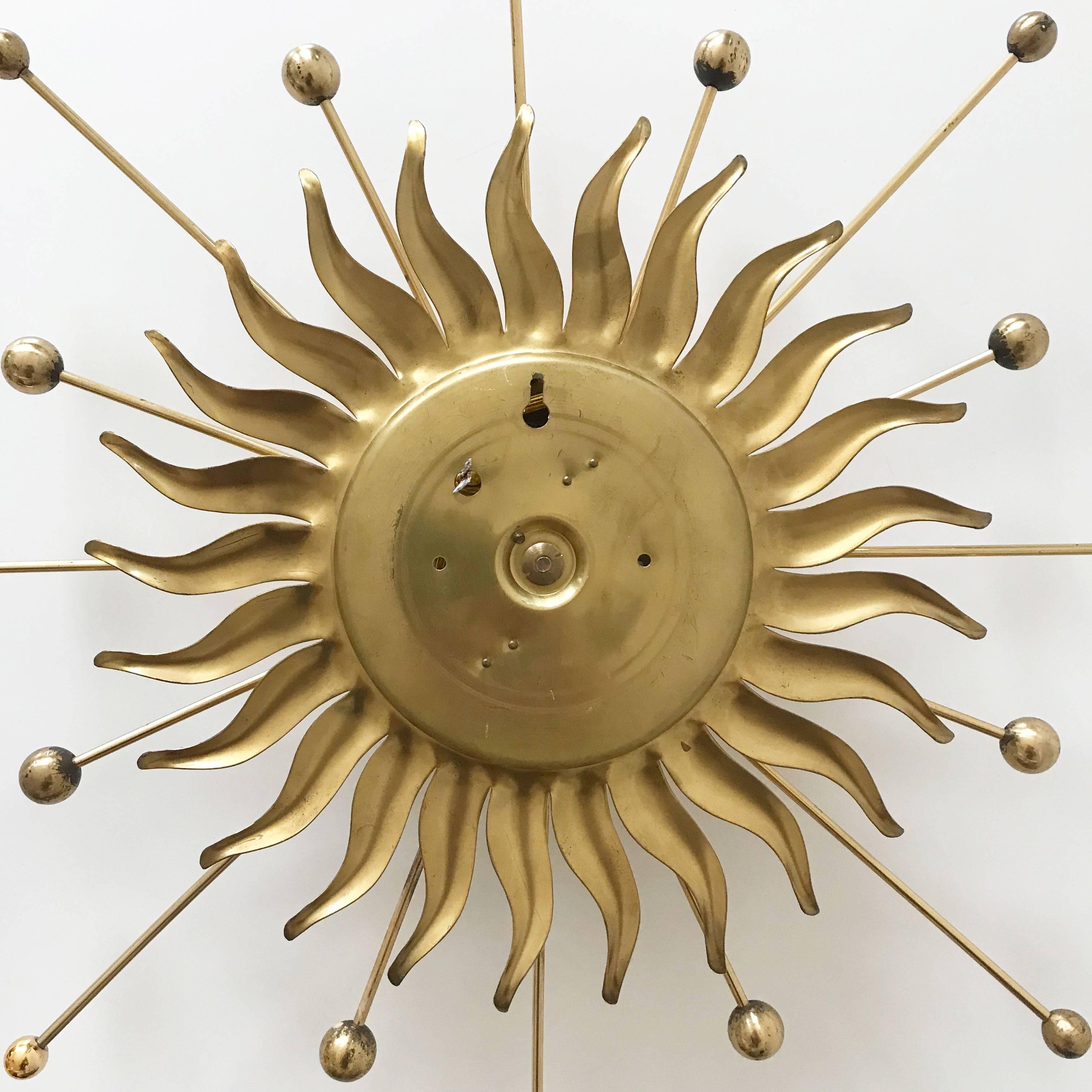 Sputnik Atomic Brass Wall Lamp or Sconce Sunburst, 1960s, Germany 3