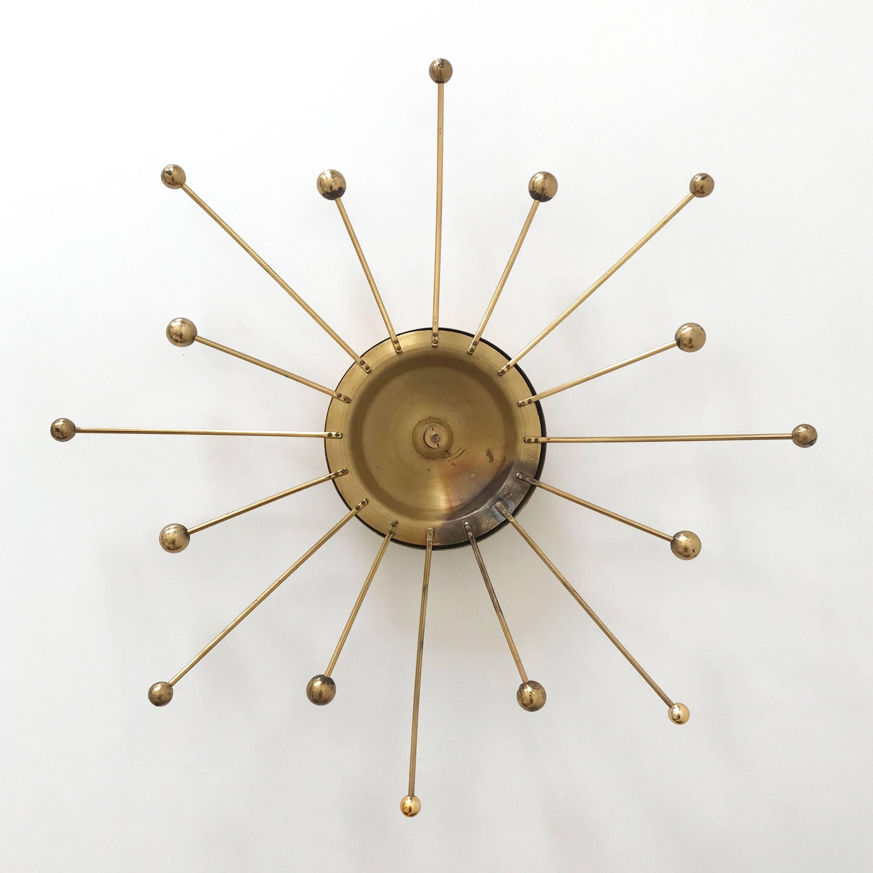 Sputnik Atomic Brass Wall Lamp or Sconce Sunburst, 1960s, Germany 5