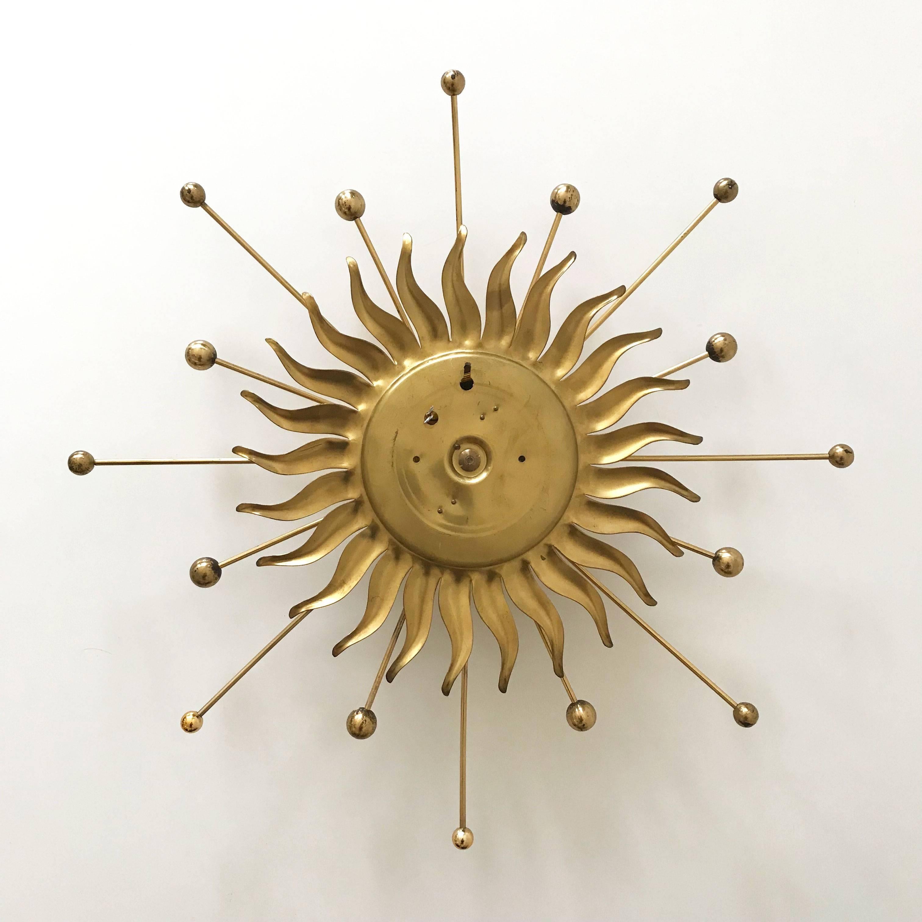 Sputnik Atomic Brass Wall Lamp or Sconce Sunburst, 1960s, Germany 2