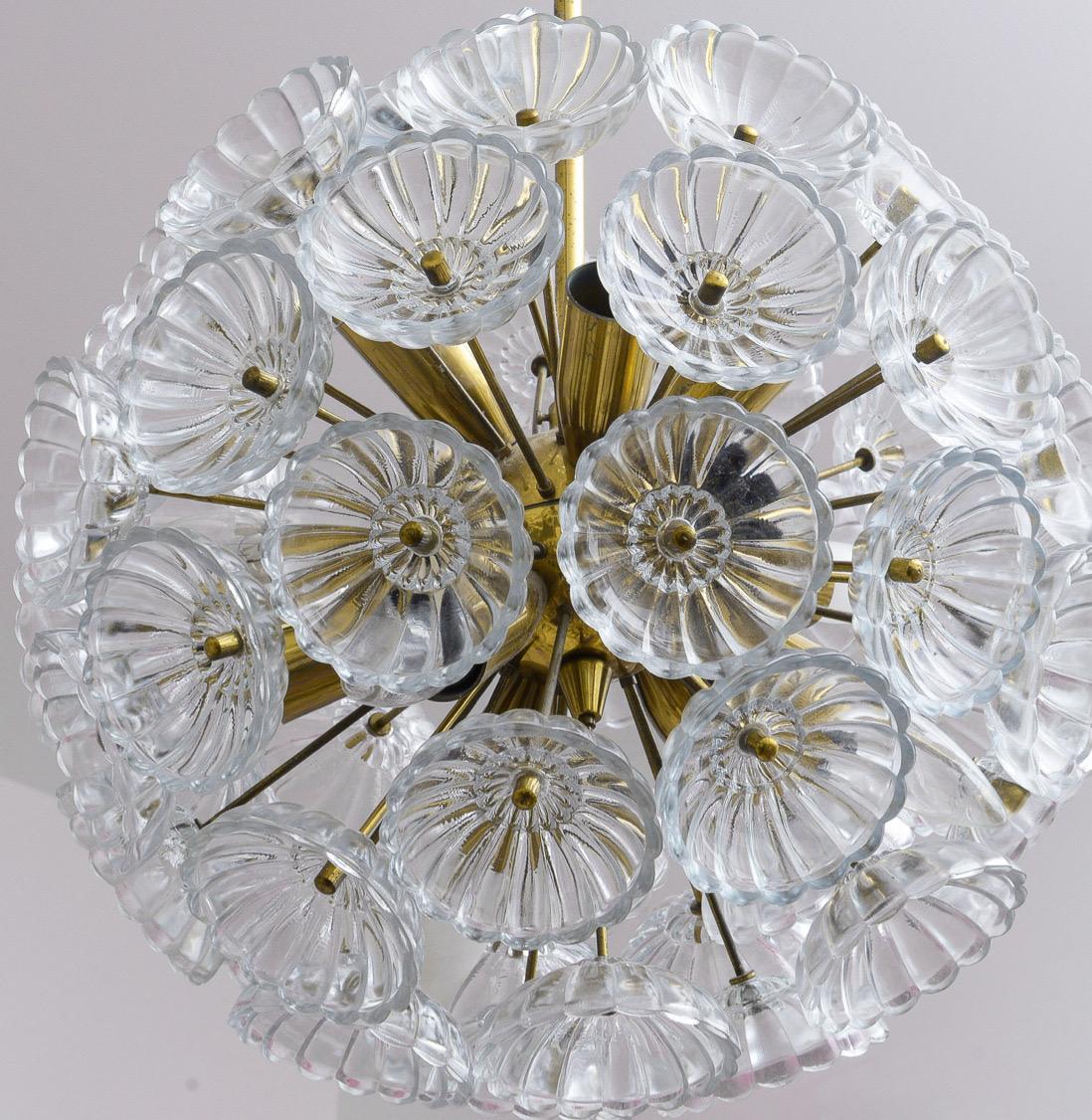 20th Century Sputnik Brass and Glass Flower Dandelion Chandelier, Germany 1960 For Sale