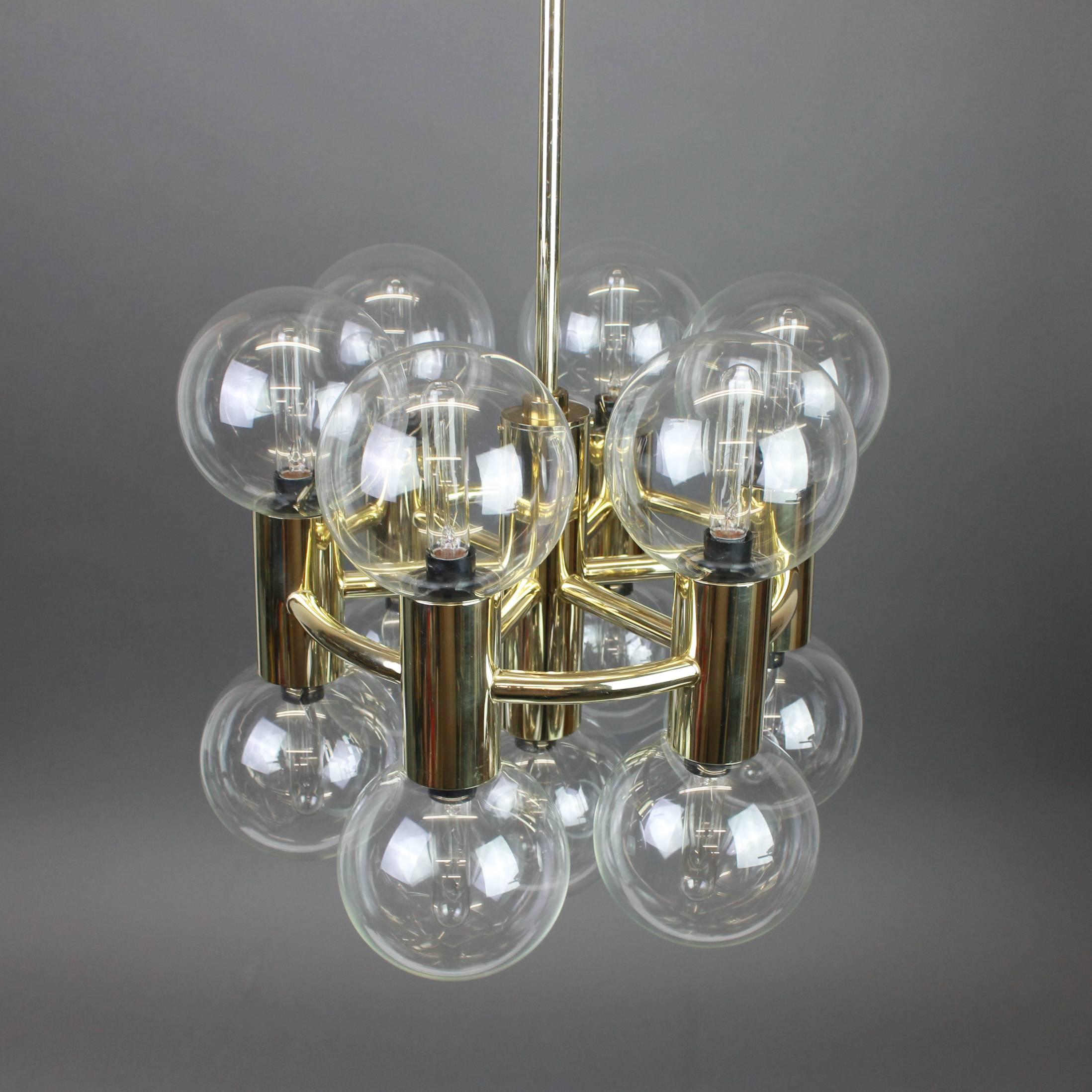 Mid-Century Modern Sputnik Brass Chandelier Design by Motoko Ishii for Staff, Germany, 1970s