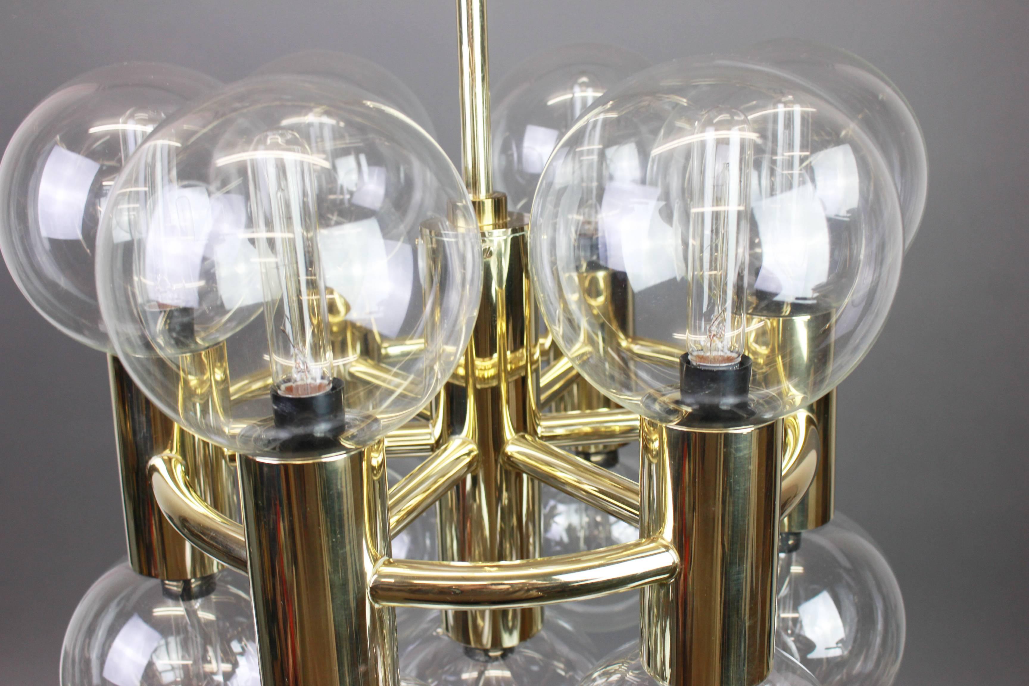 Sputnik Brass Chandelier Design by Motoko Ishii for Staff, Germany, 1970s In Good Condition In Aachen, NRW