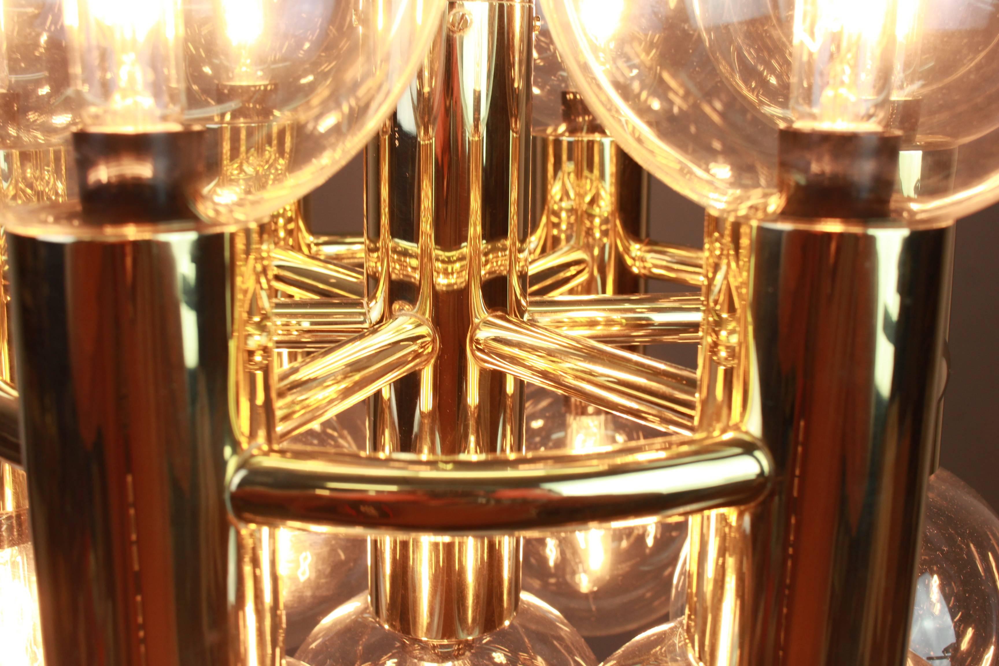 Sputnik Brass Chandelier Design by Motoko Ishii for Staff, Germany, 1970s 1