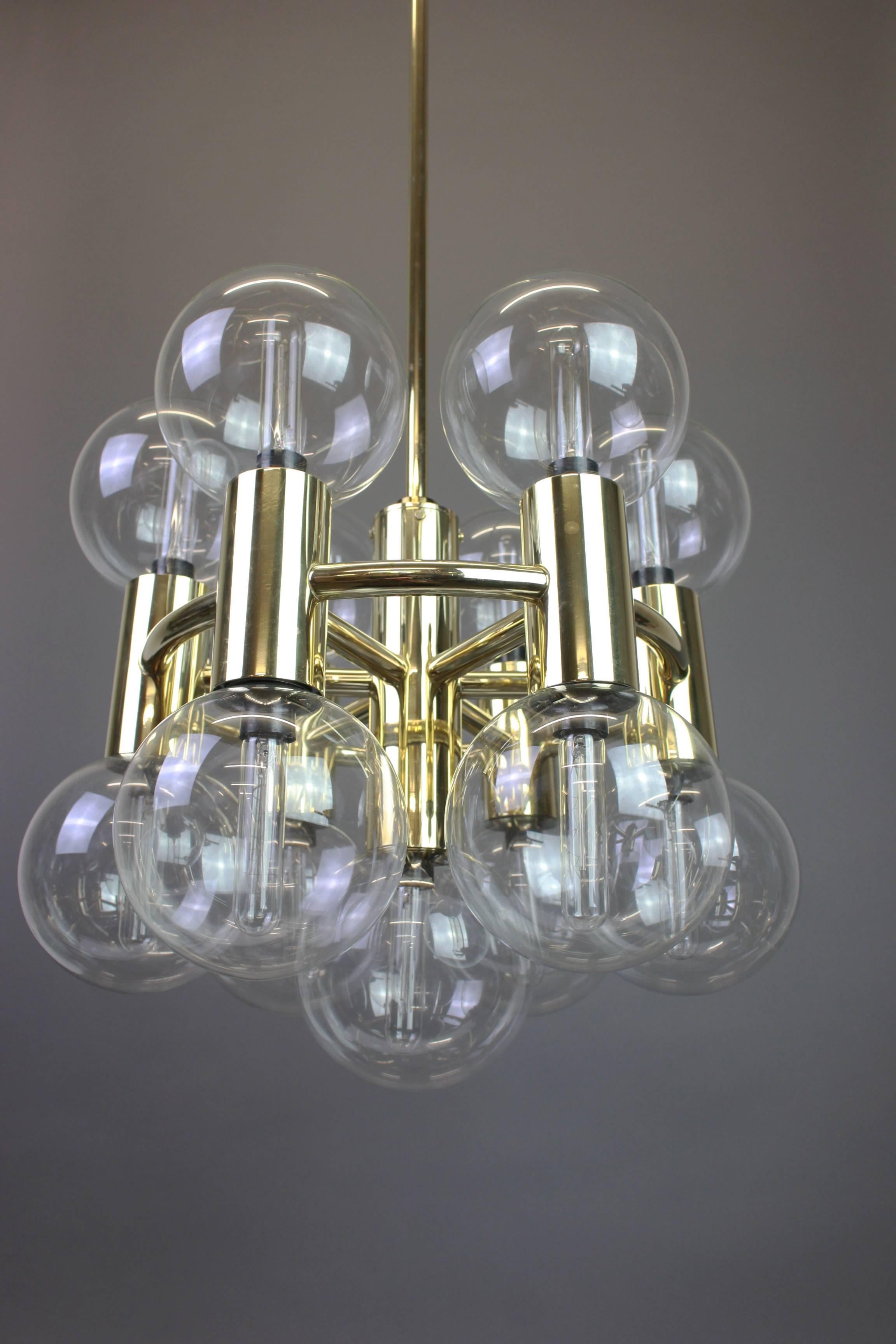 Sputnik Brass Chandelier Design by Motoko Ishii for Staff, Germany, 1970s 3