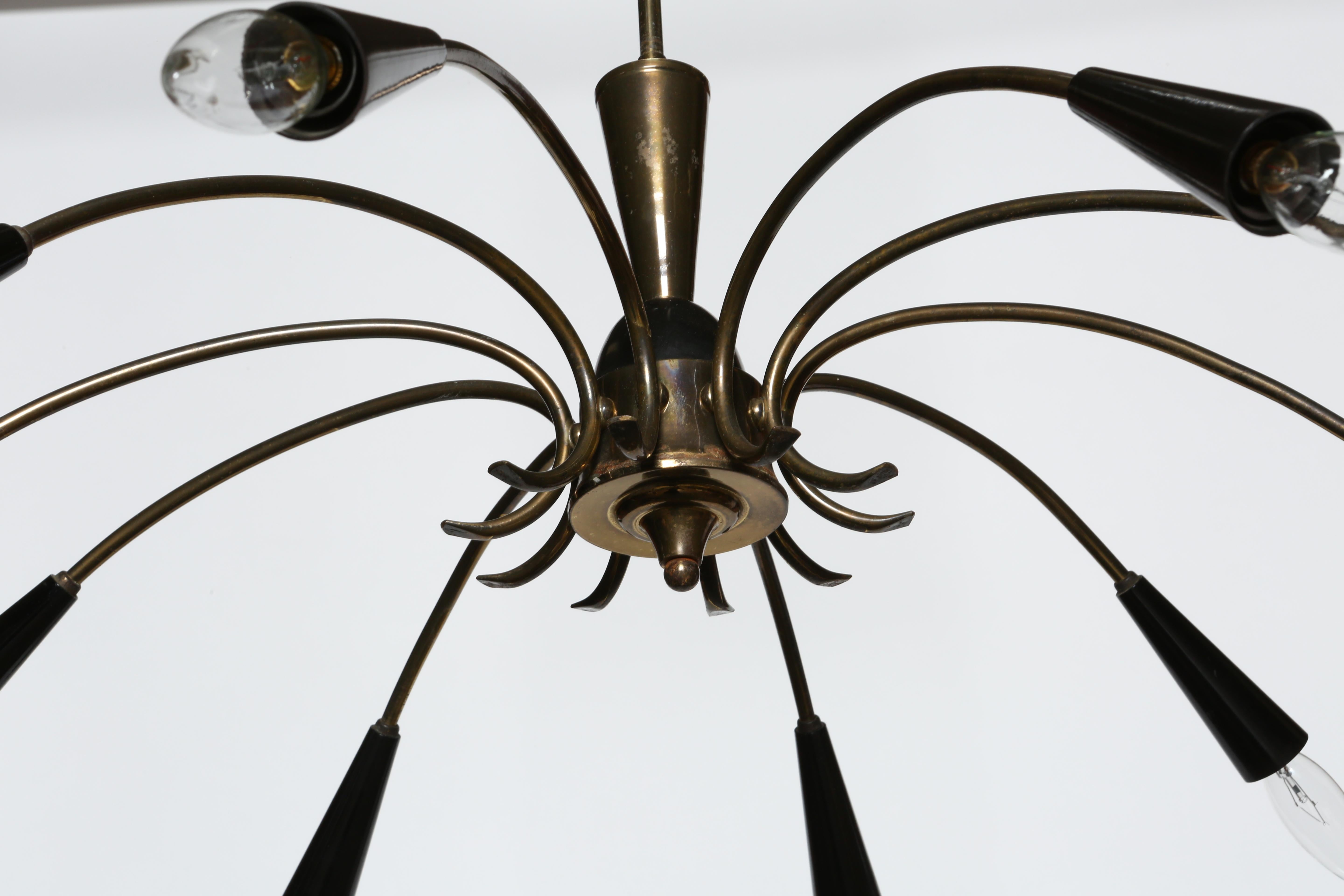 Metal Sputnik Brass Chandelier For Sale