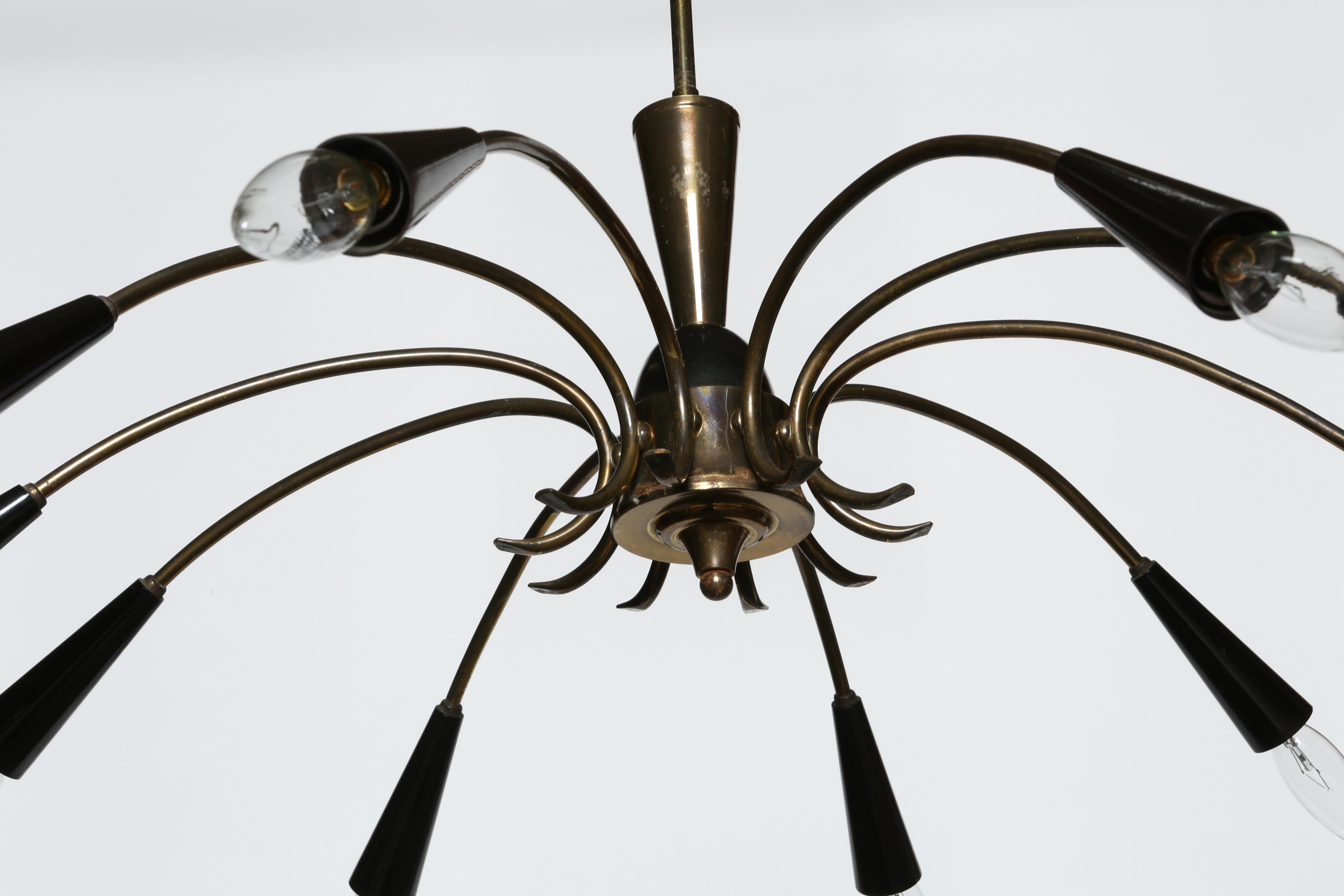 Sputnik Brass Chandelier For Sale 1