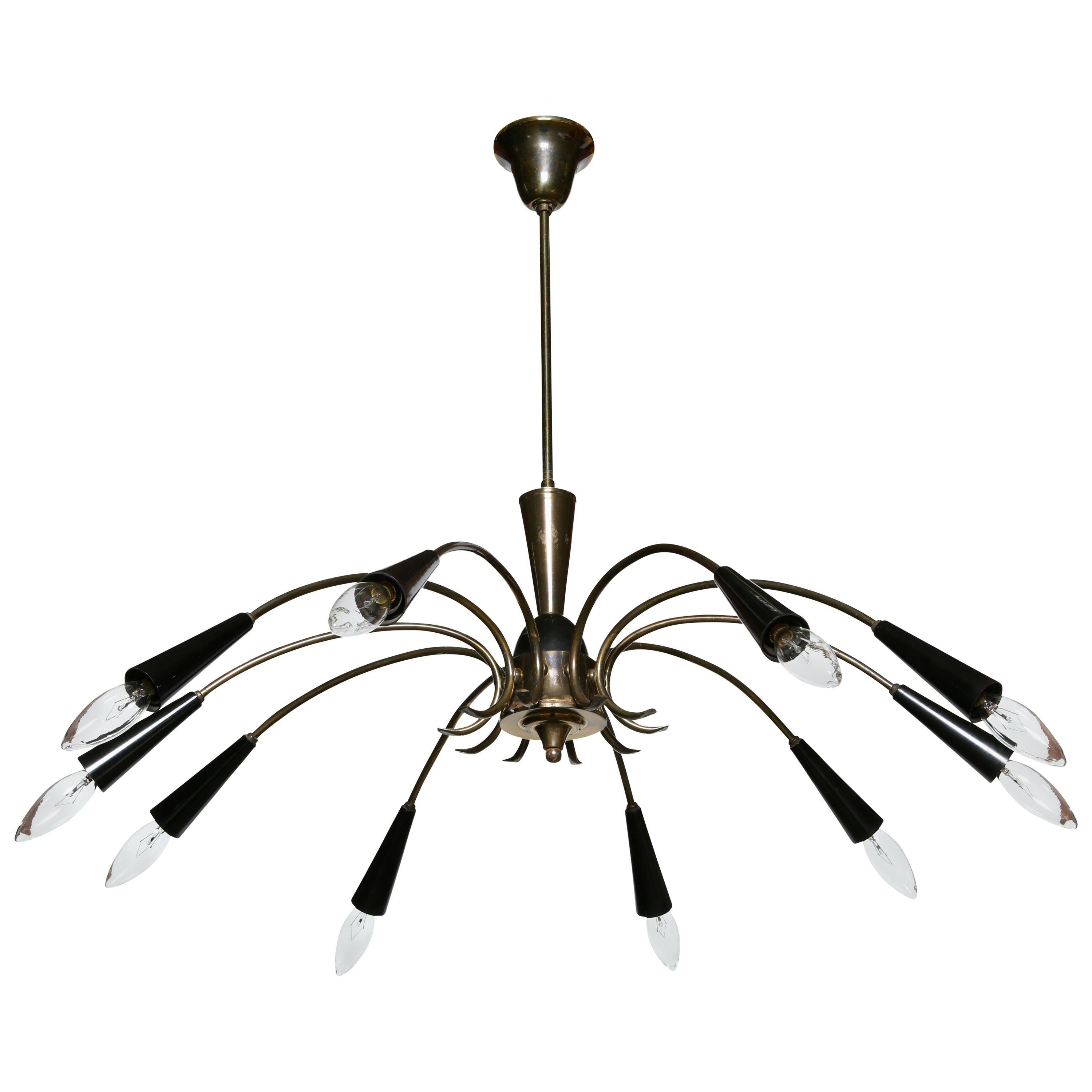 Sputnik Brass Chandelier For Sale