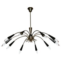 Sputnik Brass Chandelier, Italy circa 1960s