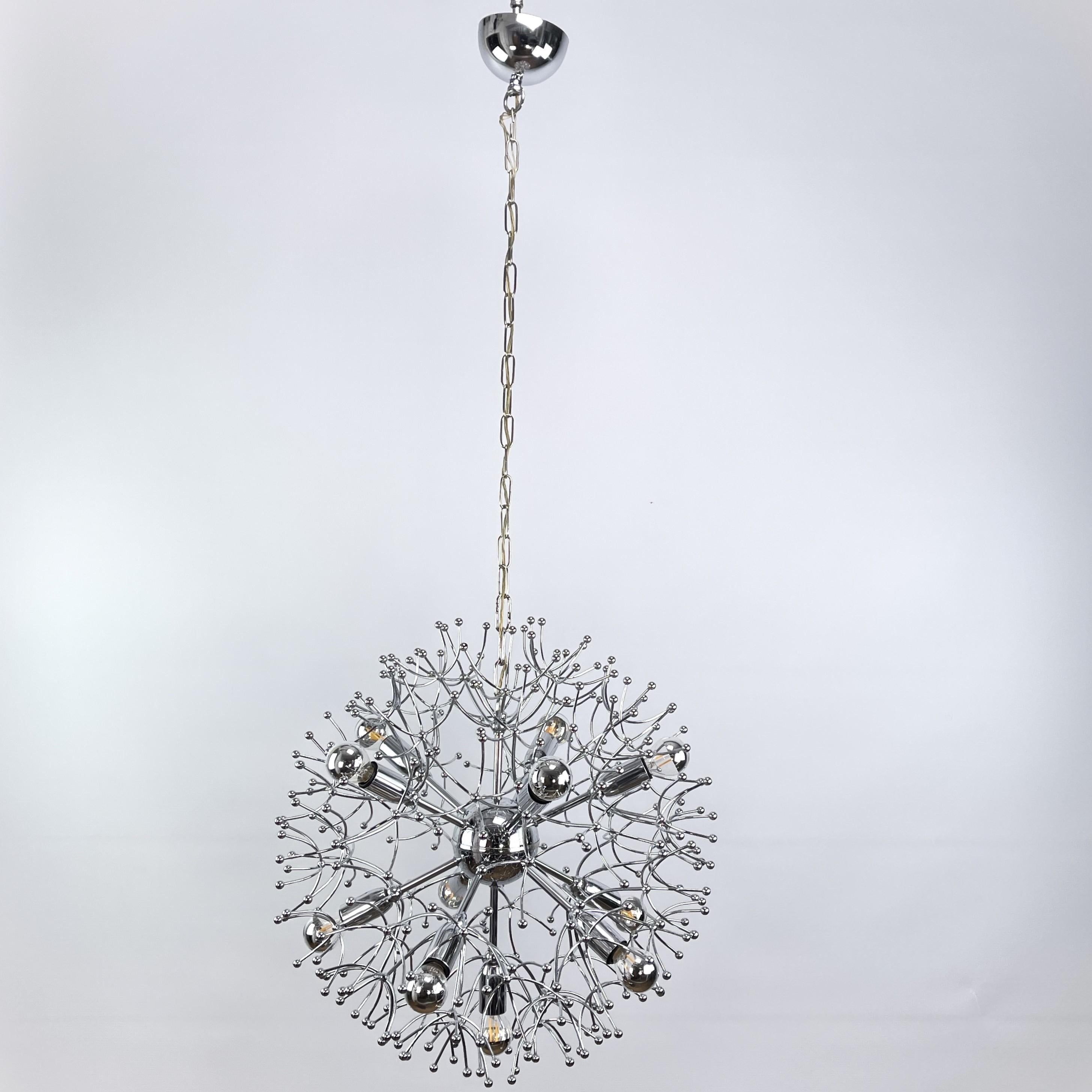 Space Age Sputnik Ceiling Lamp Dandelion from Gaetano Sciolari, 1970s For Sale