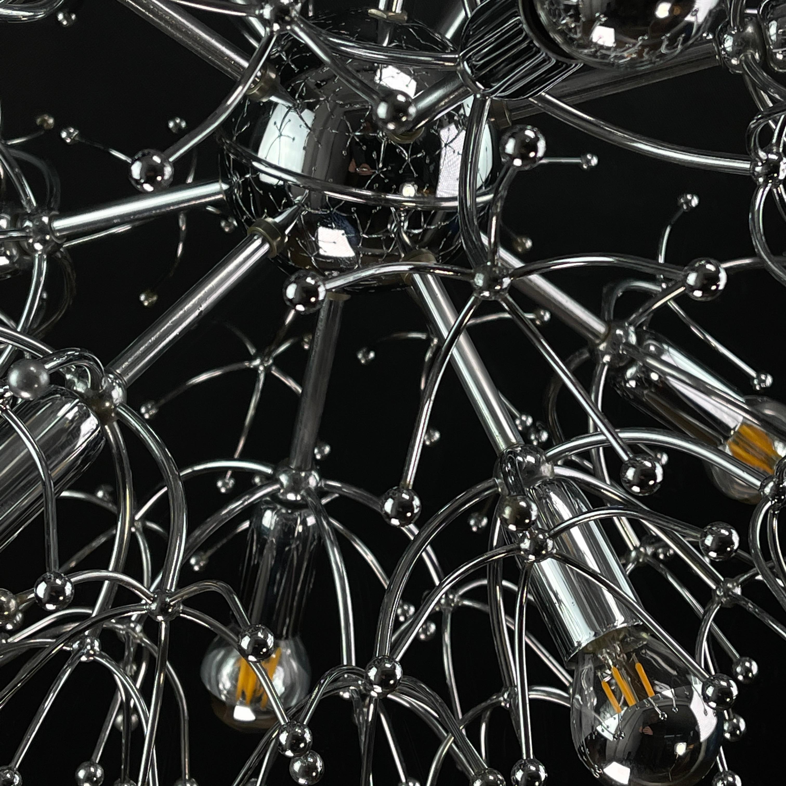 Metal Sputnik Ceiling Lamp Dandelion from Gaetano Sciolari, 1970s For Sale