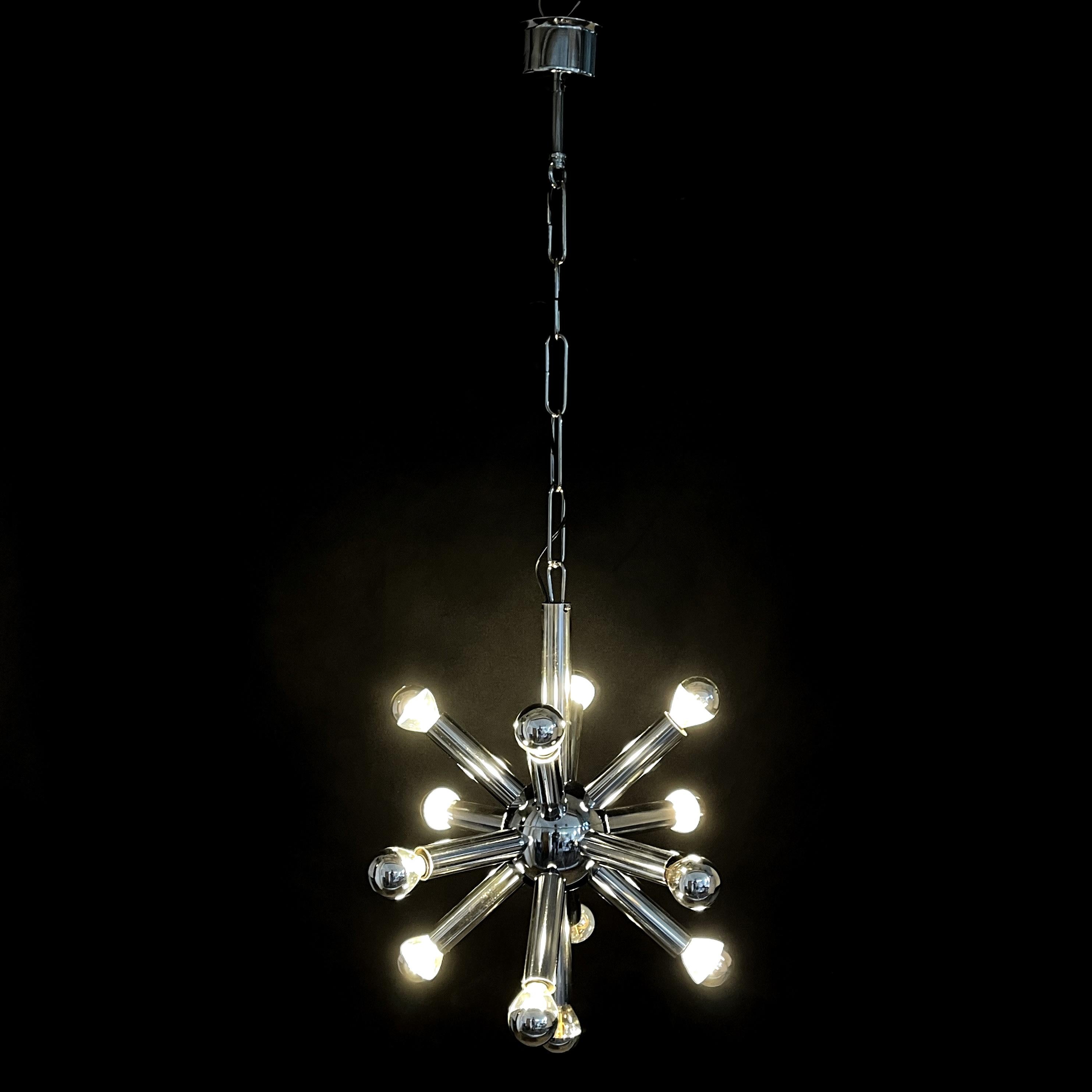 Sputnik Ceiling Lamp from Gaetano Sciolari, 1970s Metal