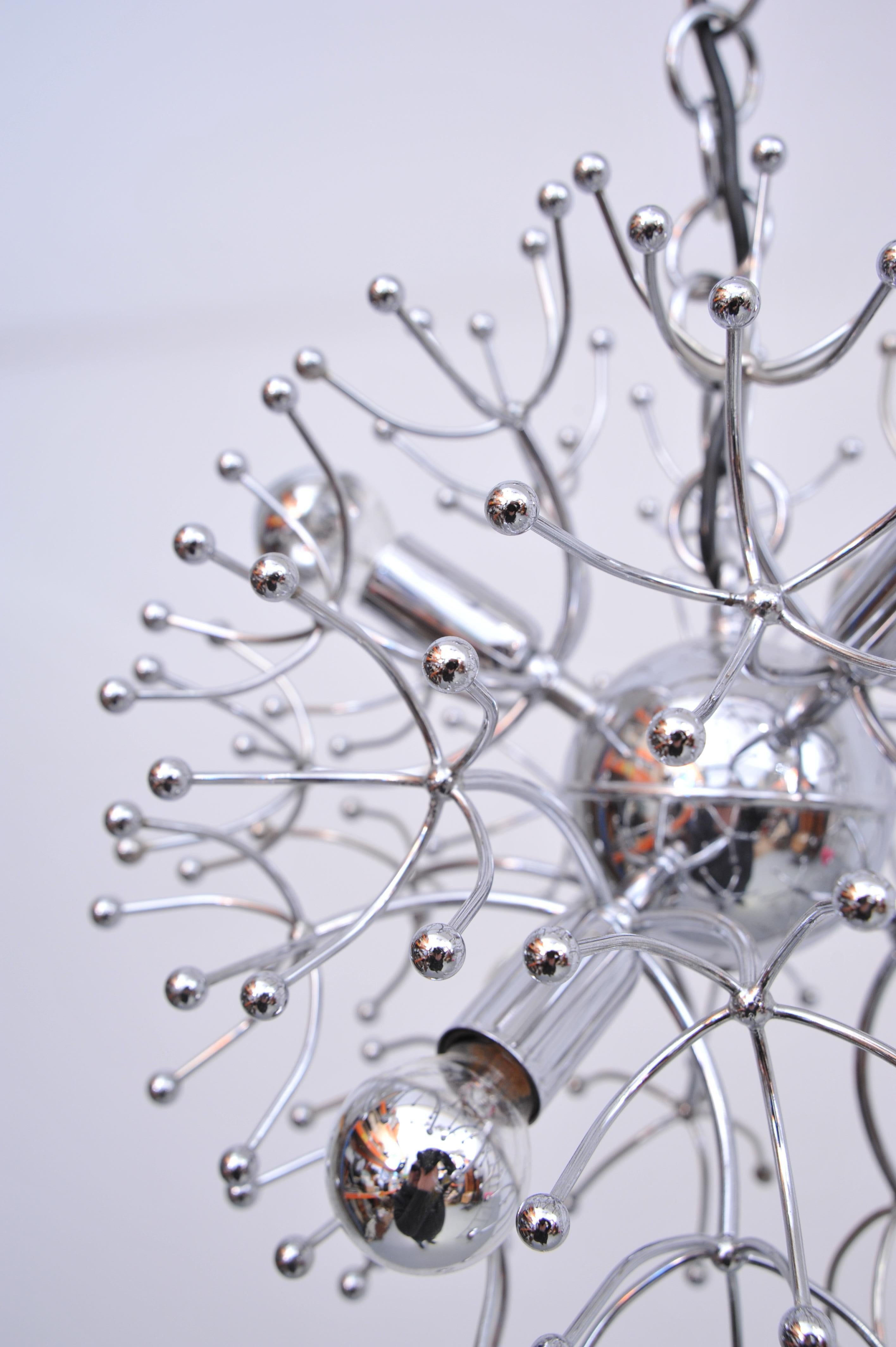 Fine XX secolo Lampada da soffitto Sputnik in cromo di Gaetano Sciolari in vendita