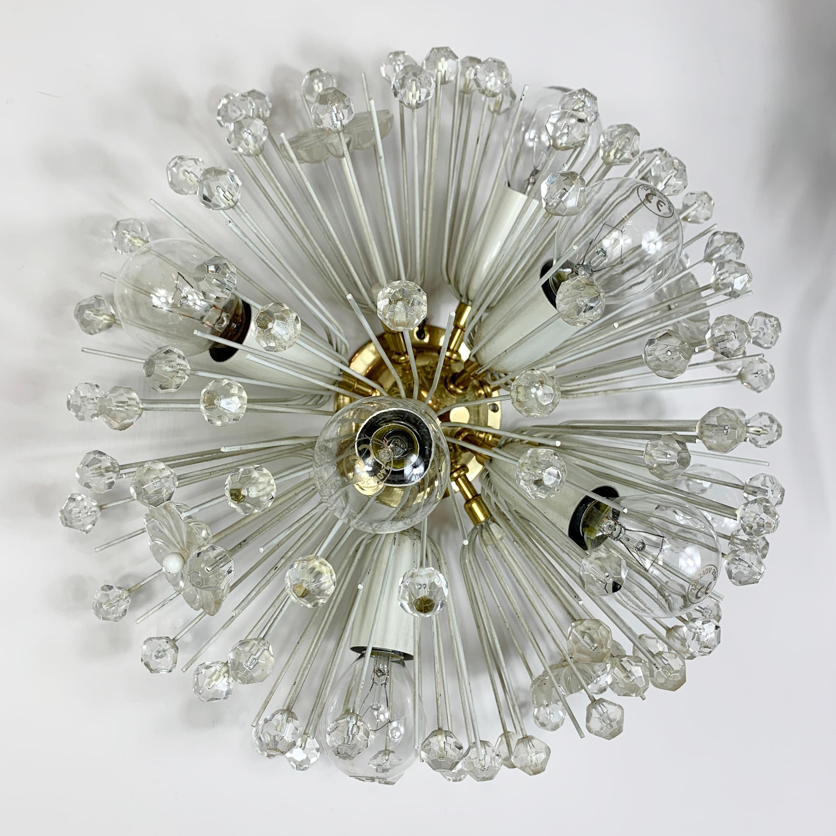 Brass Sputnik Ceiling Light Snowball by Emil Stejnar for Rupert Nikoll For Sale