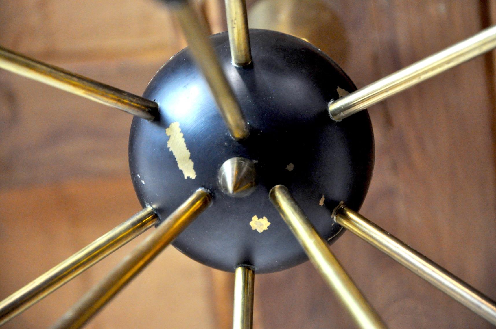 Sputnik Chandelier 9 Arms, Italy, 1960 In Good Condition For Sale In BARCELONA, ES
