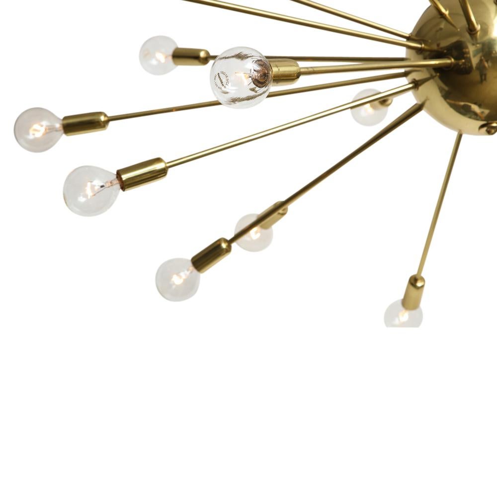 American Sputnik Chandelier, Brass, 24 Arms and Lights
