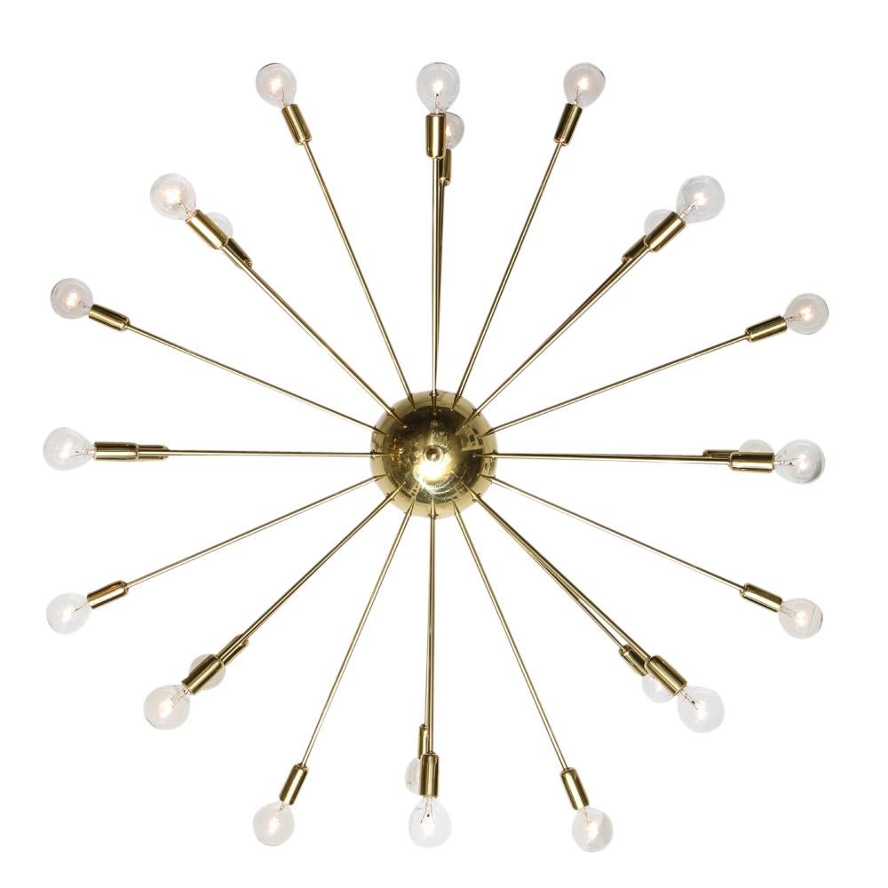 Lacquered Sputnik Chandelier, Brass, 24 Arms and Lights