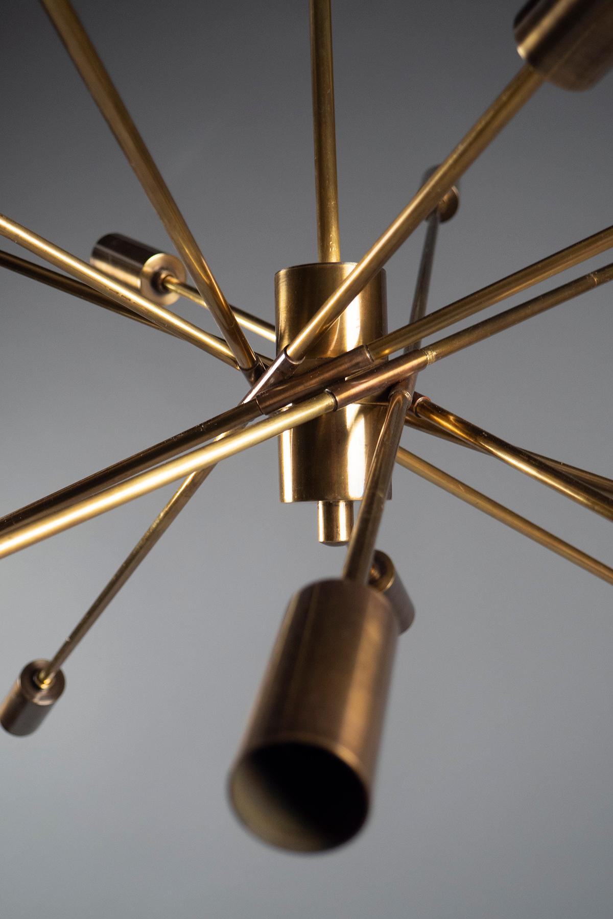 This “Sputnik” chandelier refers to the 1957 satellite that sparked the space race. Sarfatti’s iconic design captures the tension of time with its precariously balanced brass arms that manage to find equilibrium in seeming defiance of gravity.
16