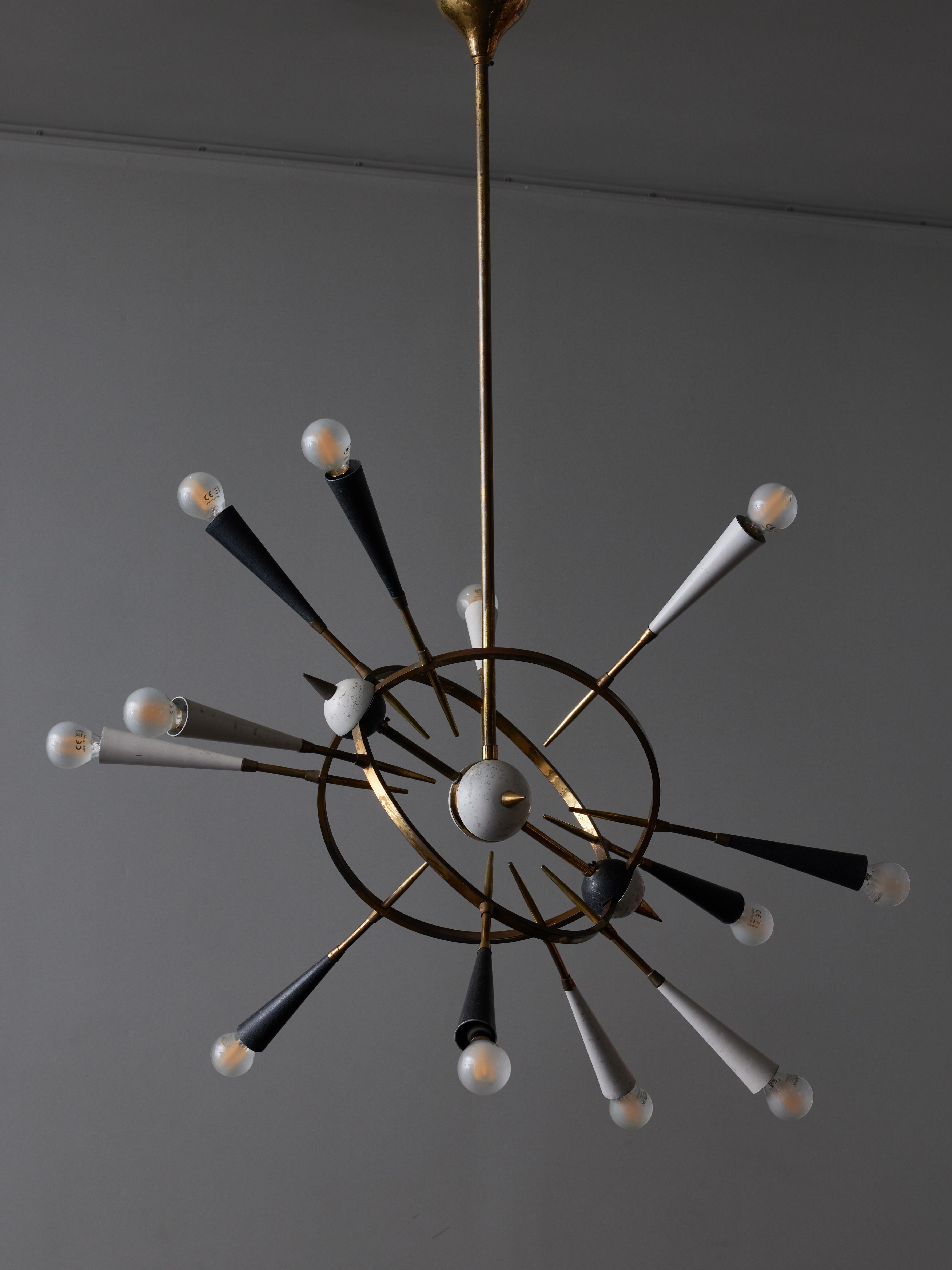 Mid-Century Modern Sputnik Chandelier by Oscar Torlasco For Sale