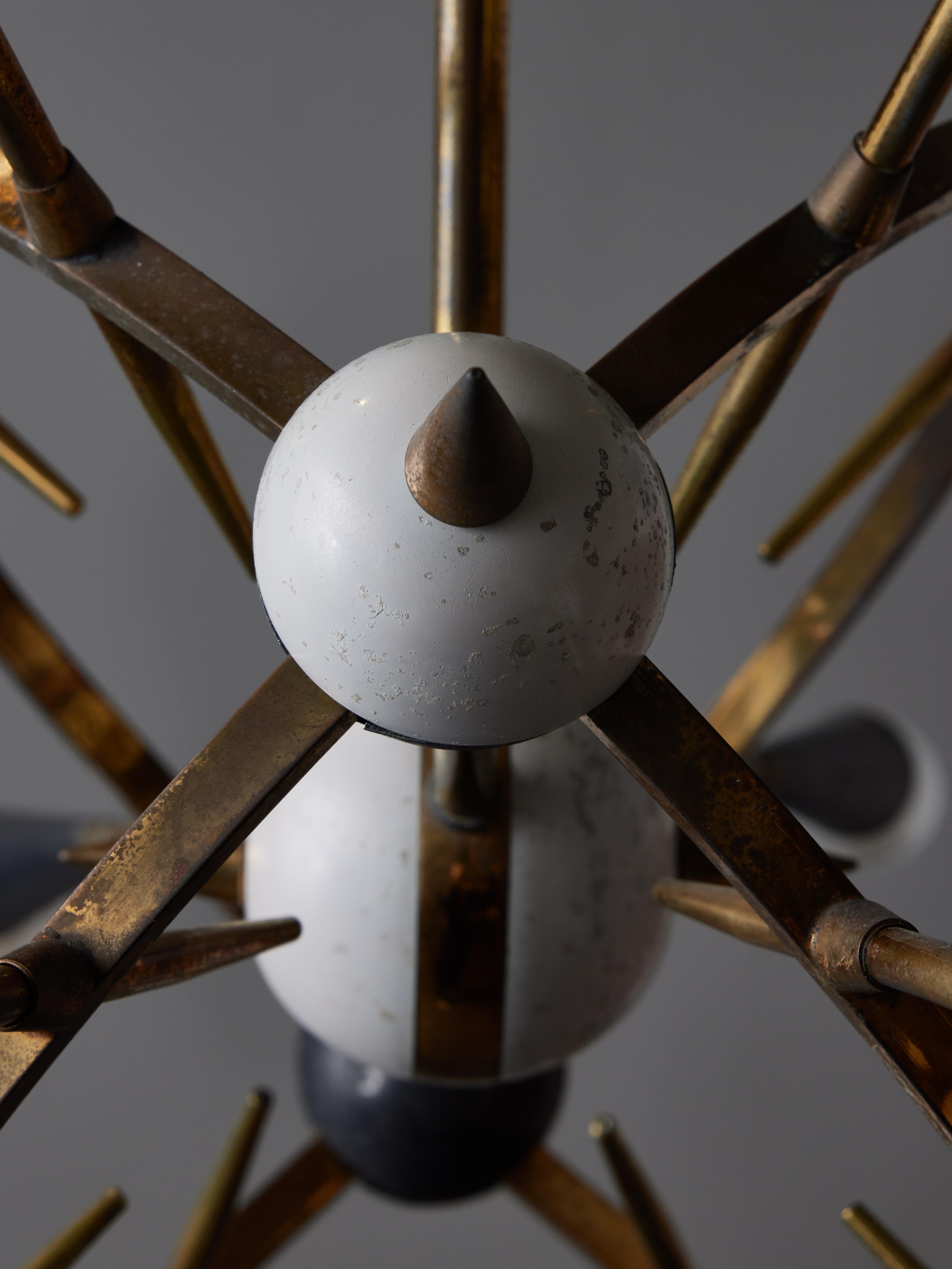 Brass Sputnik Chandelier by Oscar Torlasco For Sale