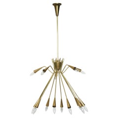 Lustre Sputnik d'Oscar Torlasco en laiton, Italie années 1960