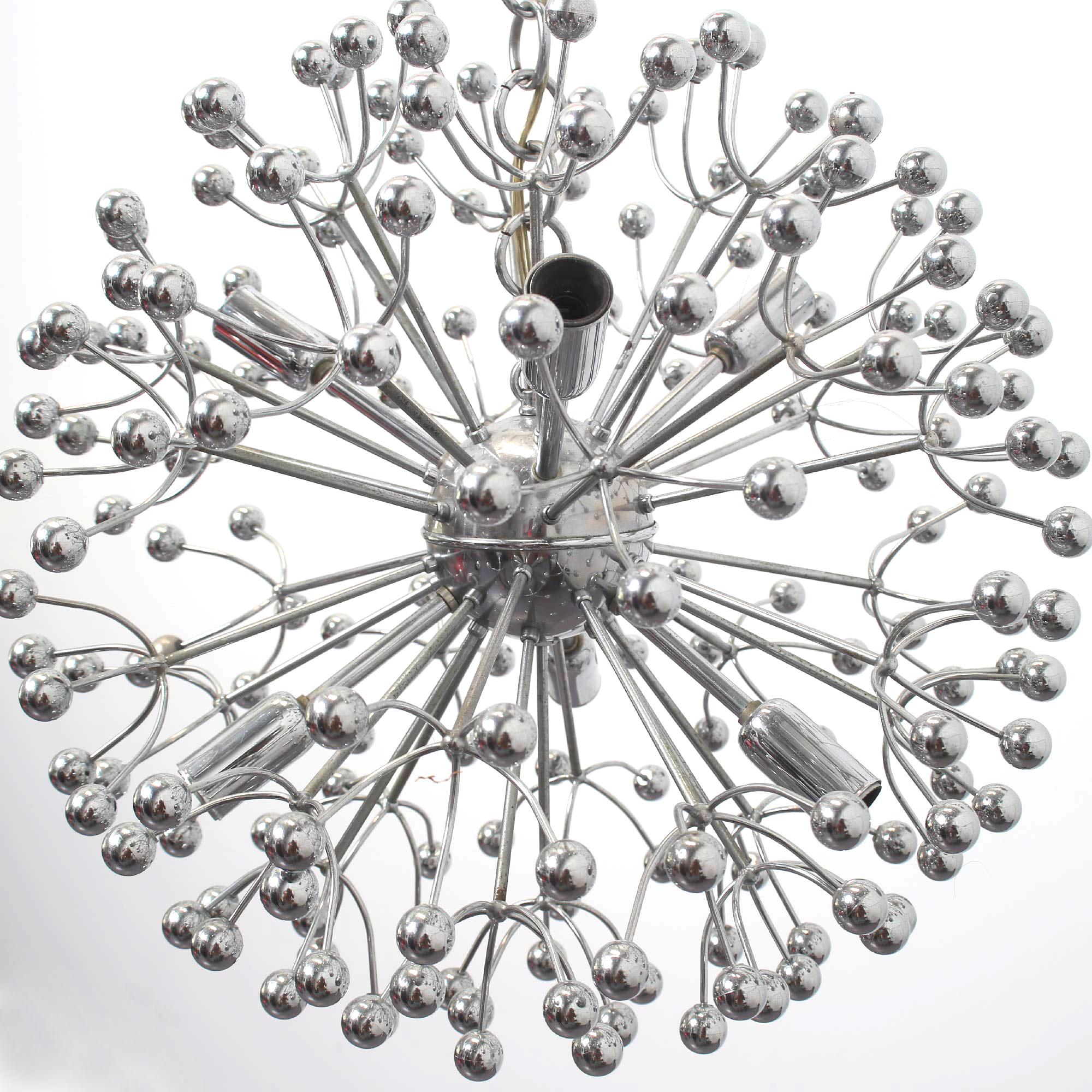 Space Age Mid Century Modern Chrome Sputnik Chandelier By Gaetano Sciolari, 1960 In Good Condition In Byron Bay, NSW