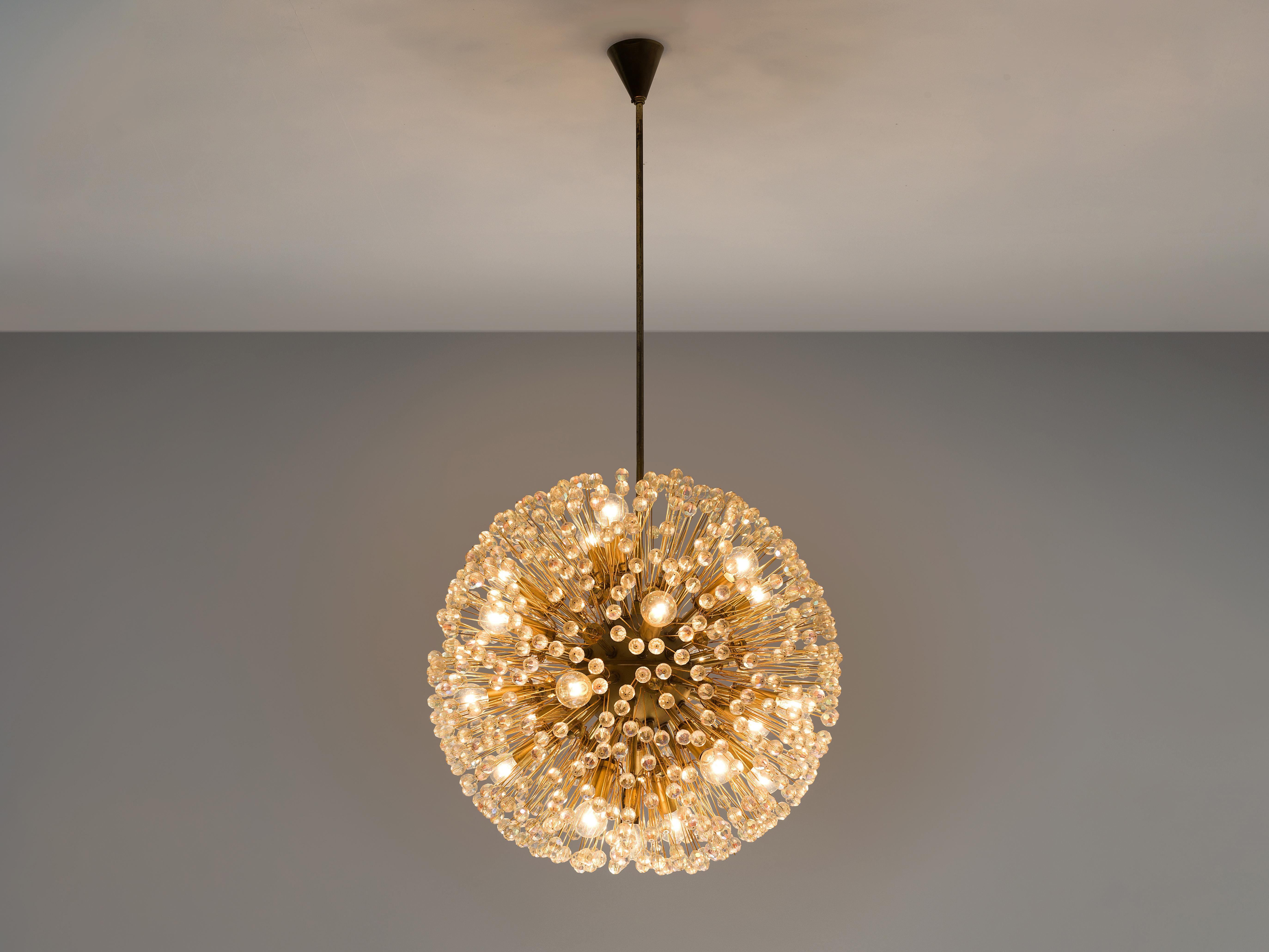 Mid-20th Century 'Sputnik' Chandelier in Brass and Glass For Sale