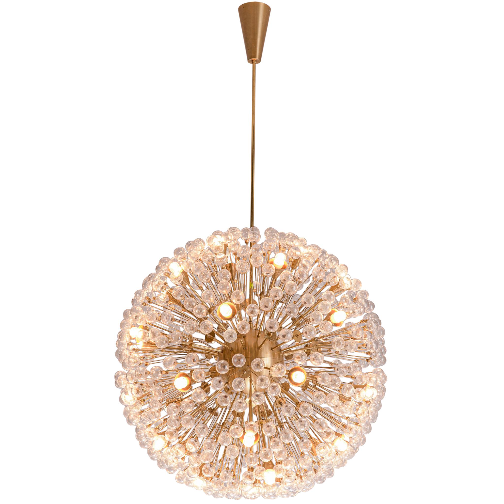 'Sputnik' Chandelier in Brass and Glass