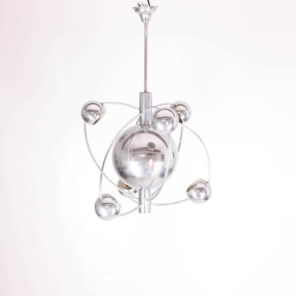 Sputnik chandelier in chromed metal by Goffredo REGGIANI circa 1970.