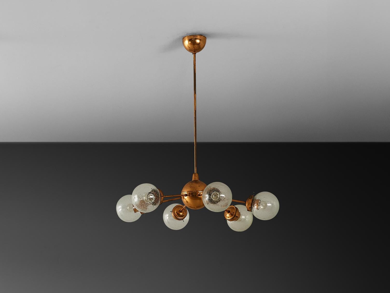 Sputnik-Kronleuchter aus Kupfer und geblasenem Glas im Angebot 4