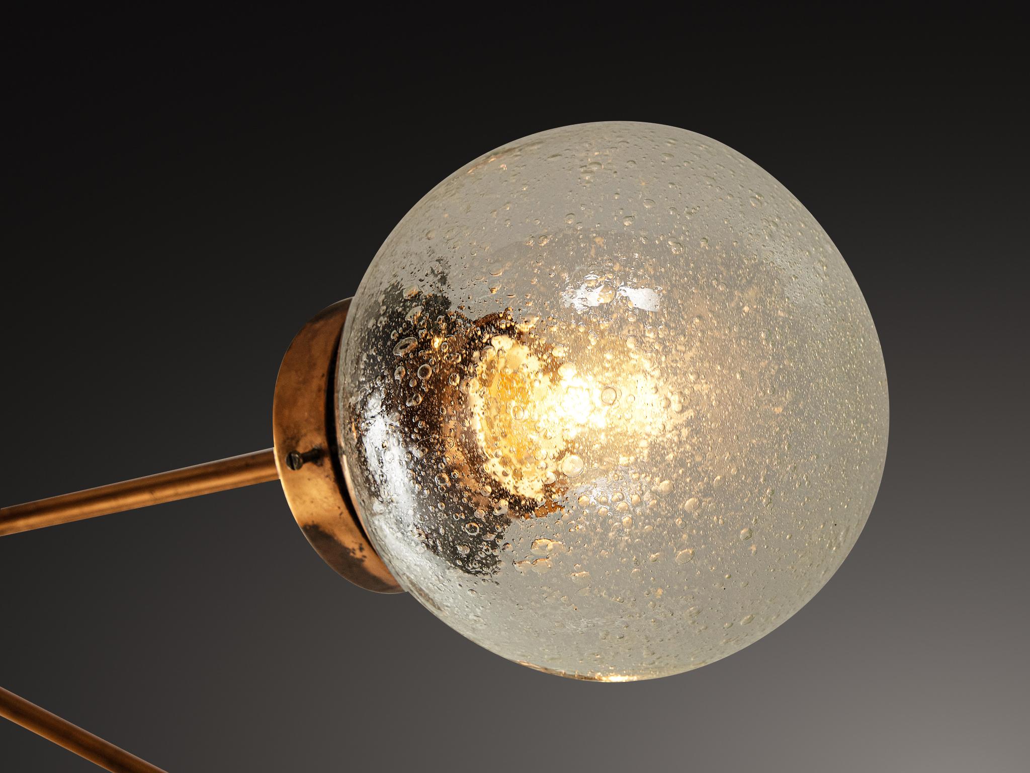 Sputnik-Kronleuchter aus Kupfer und geblasenem Glas (Moderne der Mitte des Jahrhunderts) im Angebot