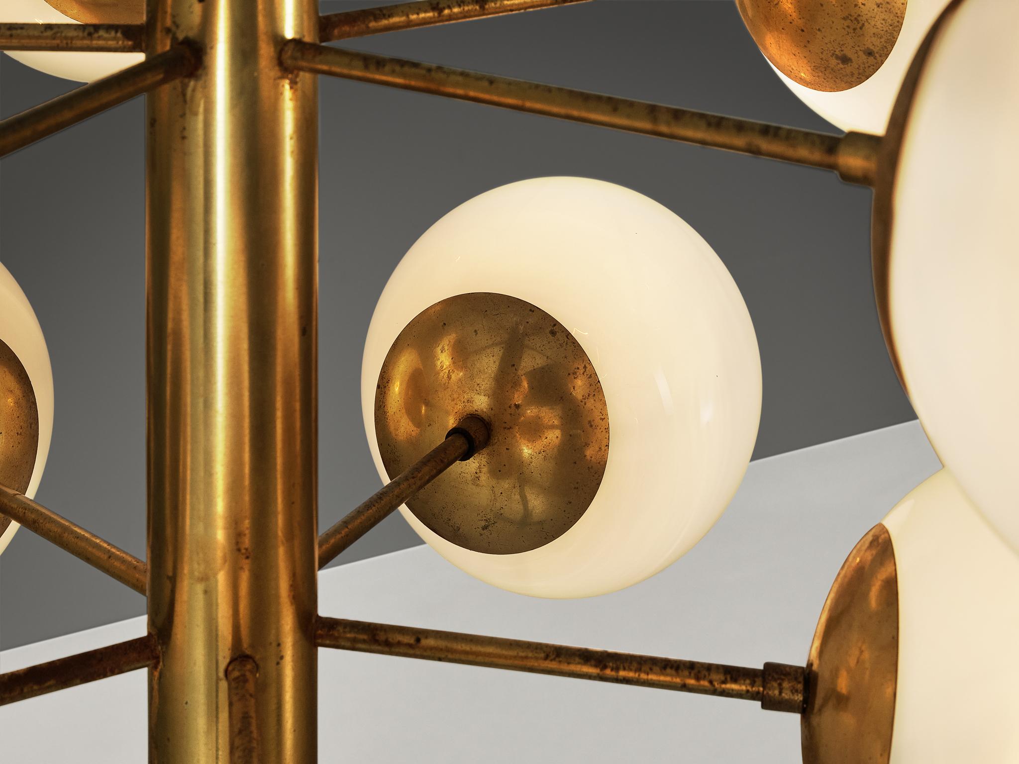 European Sputnik Chandelier in Glass and Brass
