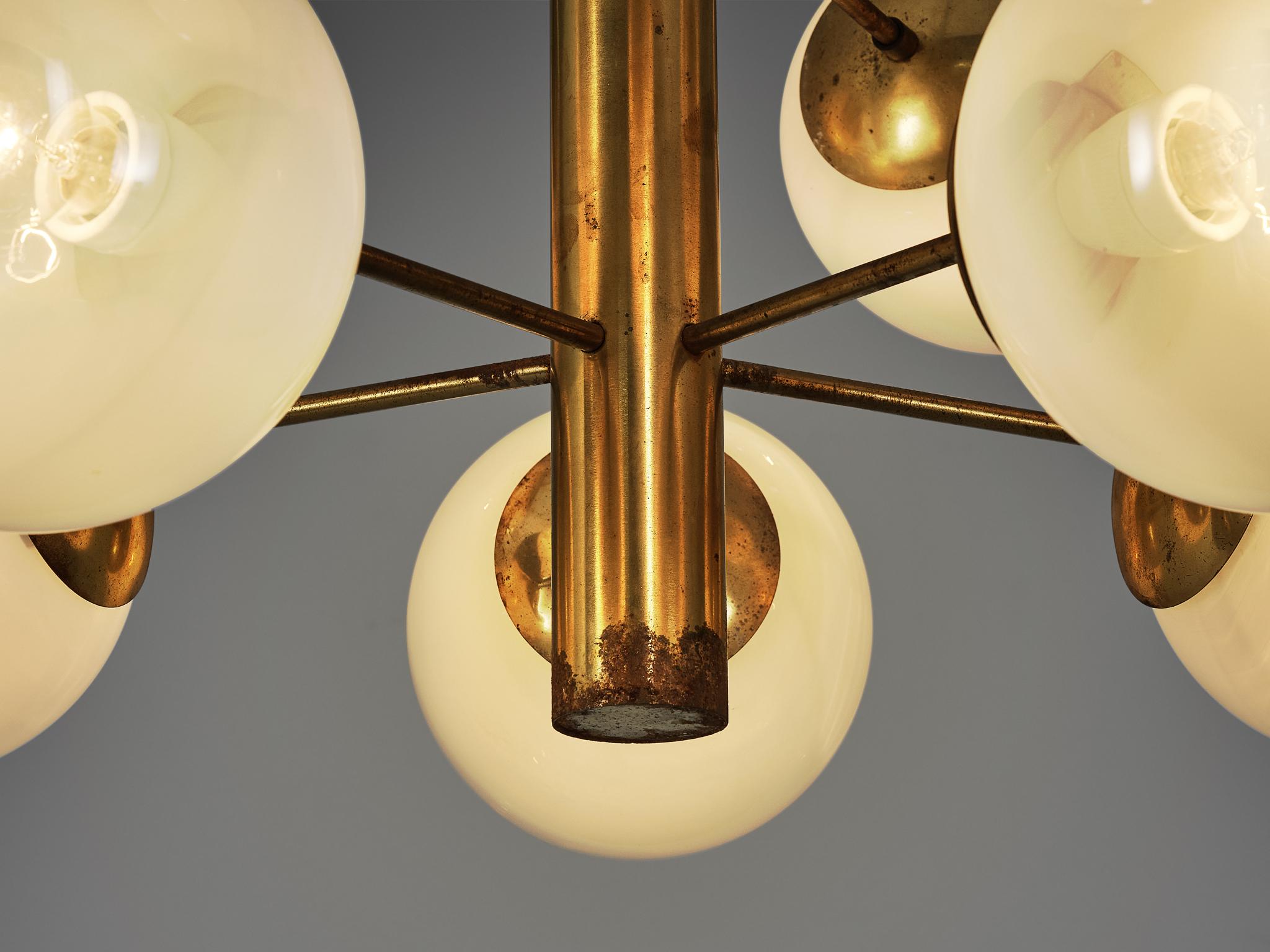 Late 20th Century Sputnik Chandelier in Glass and Brass