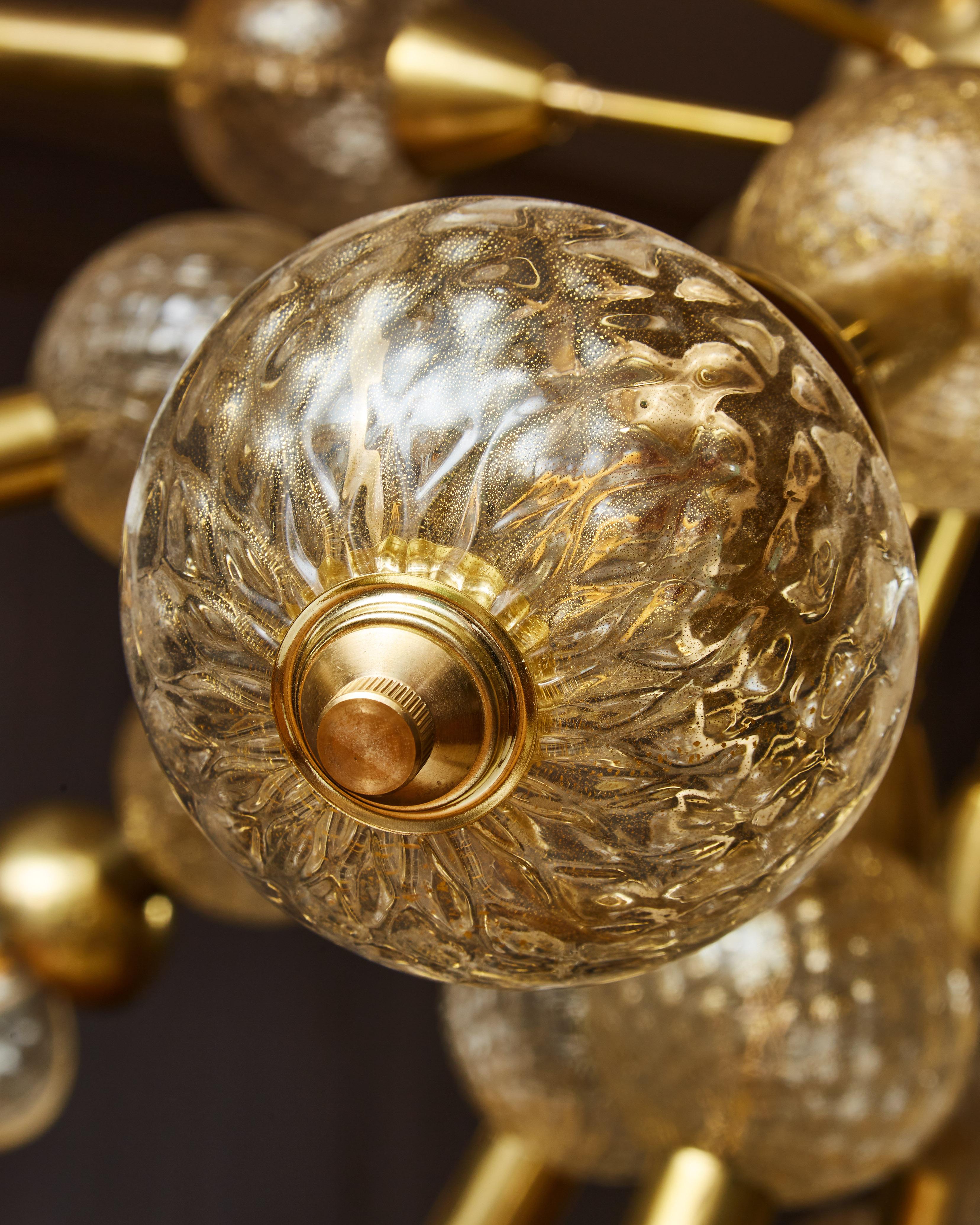 Brass Sputnik chandelier in Murano glass by Studio Glustin
