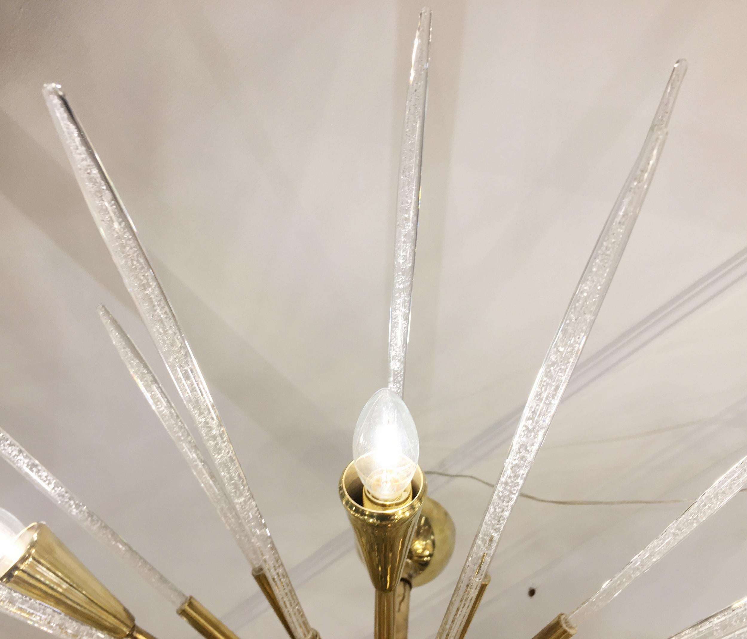 Sputnik Chandelier in Polished Brass and Glass, Italy, 1980 In Good Condition In Paris, FR