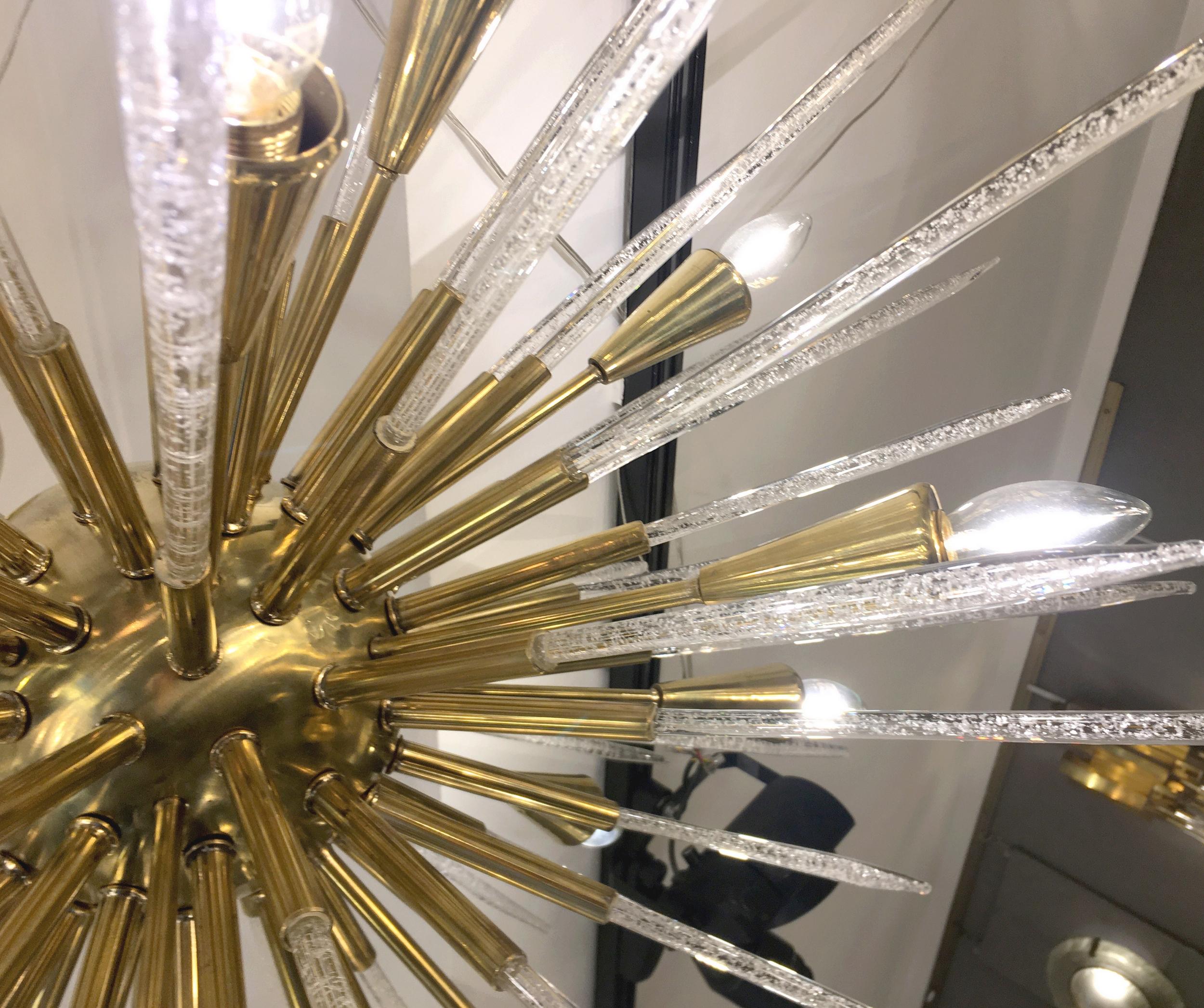 Late 20th Century Sputnik Chandelier in Polished Brass and Glass, Italy, 1980