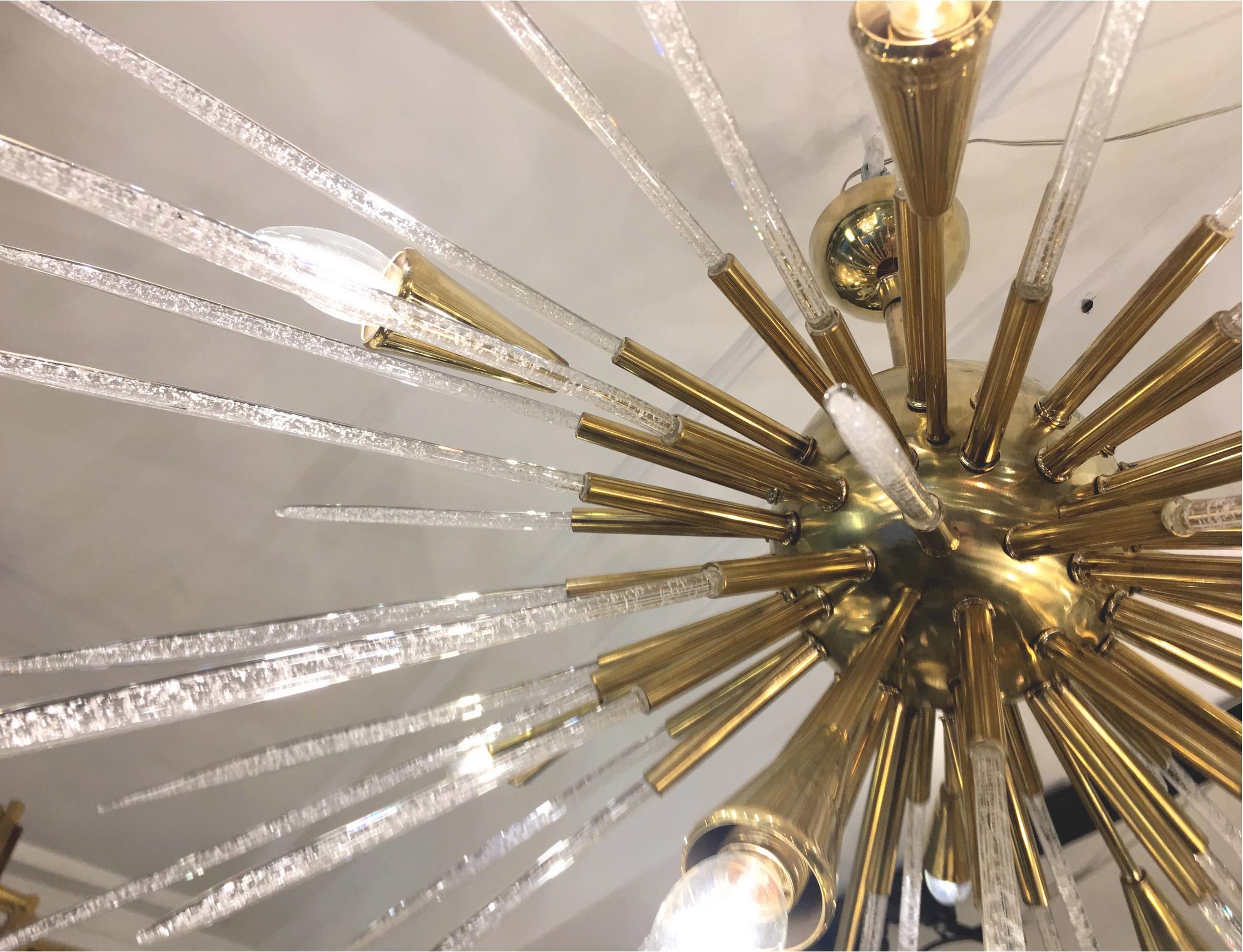 Sputnik Chandelier in Polished Brass and Glass, Italy, 1980 1