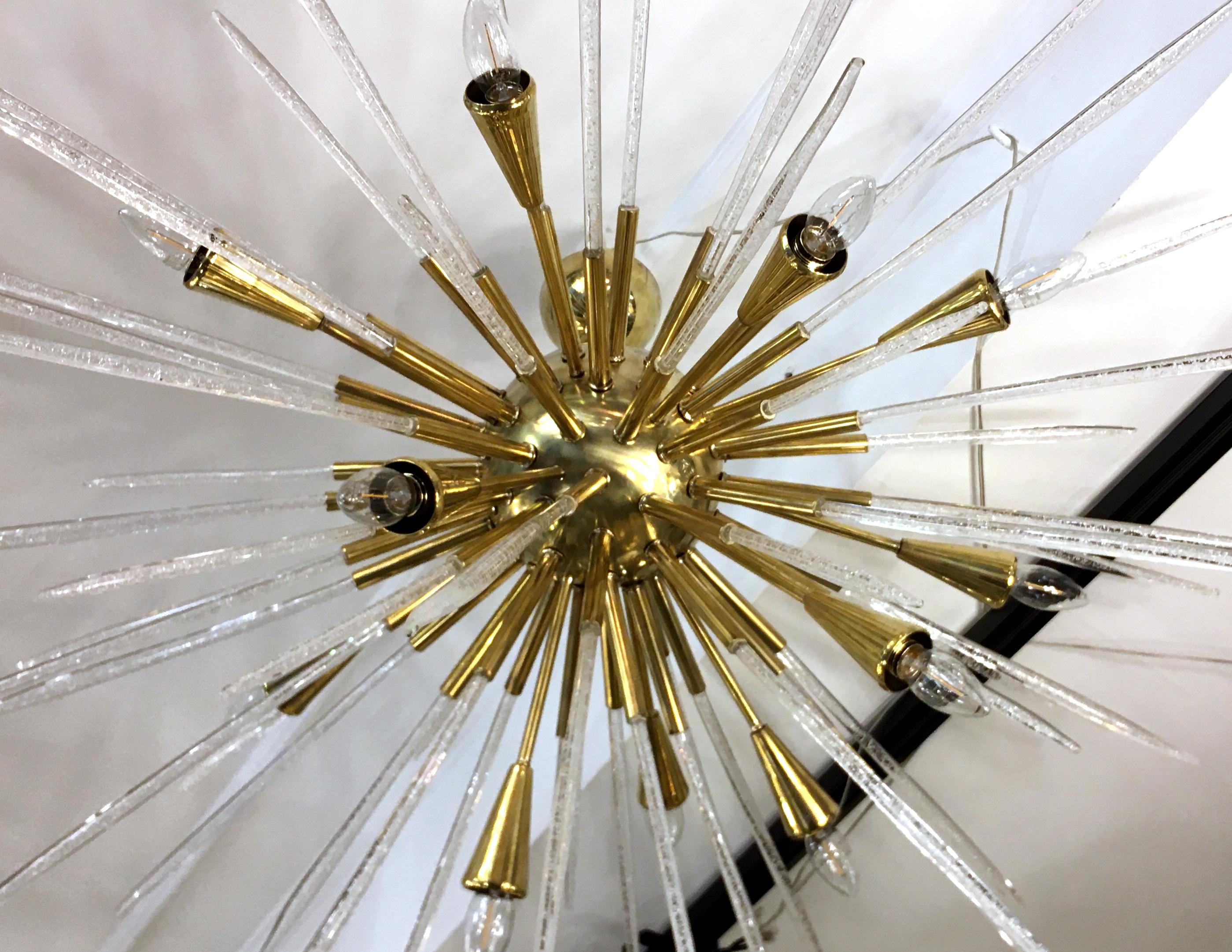 Sputnik Chandelier in Polished Brass and Glass, Italy, 1980 3