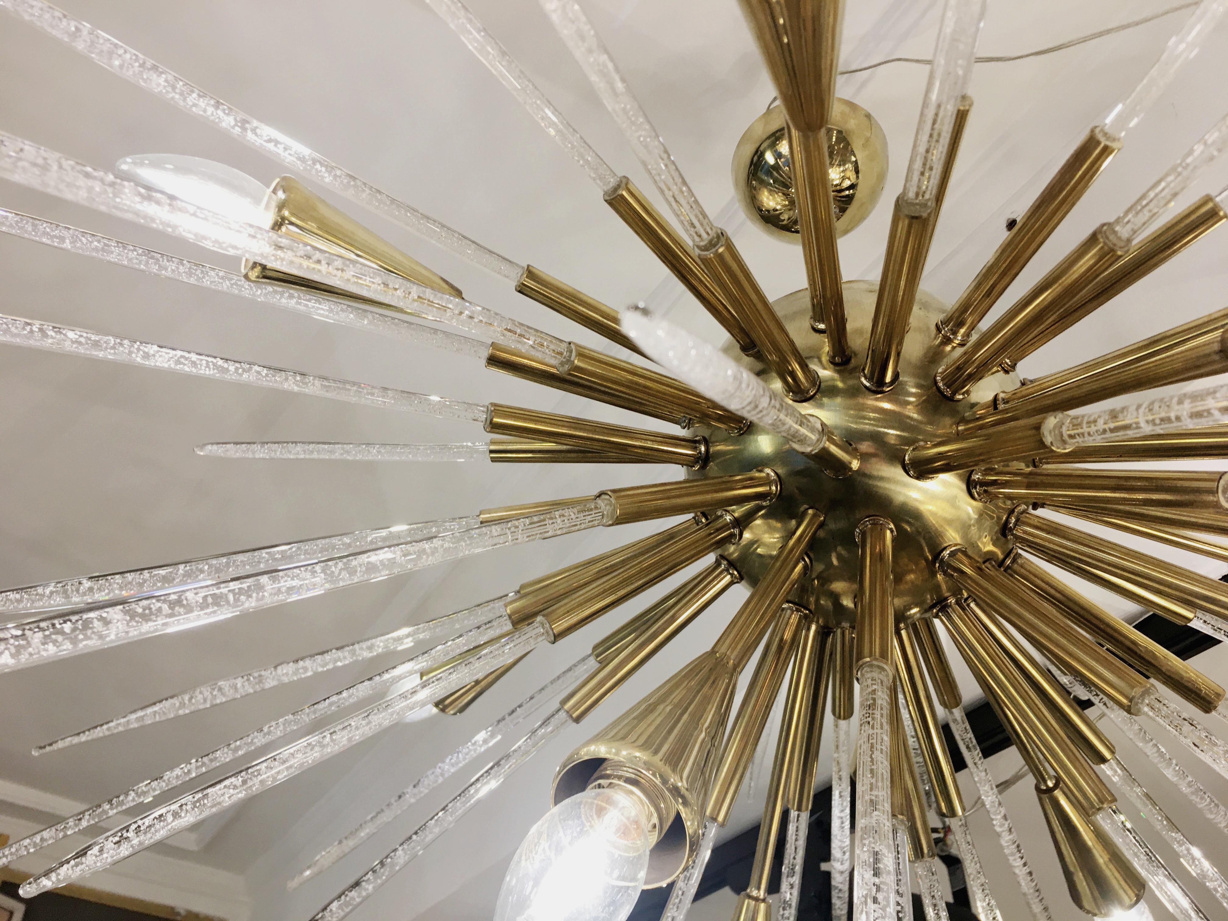 Sputnik Chandelier in Polished Brass and Glass, Italy, 1980 4