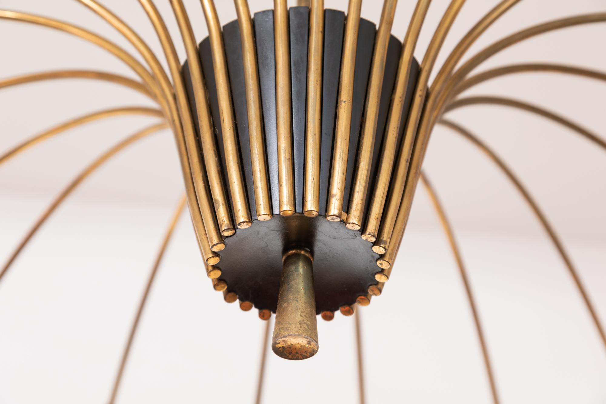 Sputnik Chandelier Large Brass 24 Spider-Lights Kaiser Leuchten, 1950s, Germany In Good Condition In Antwerp, BE