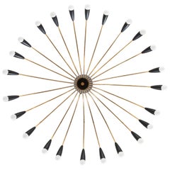 Sputnik Chandelier Large Brass 24 Spider-Lights Kaiser Leuchten, 1950s, Germany
