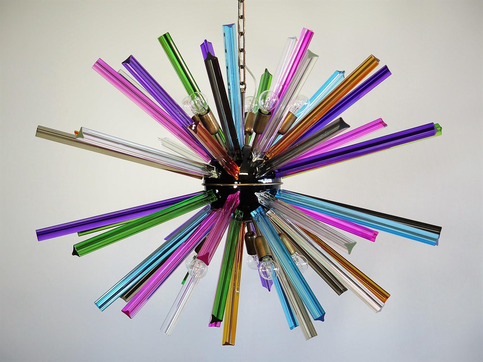 Sputnik Chandelier Multicolored, Murano, Late 20th Century In Excellent Condition For Sale In Budapest, HU