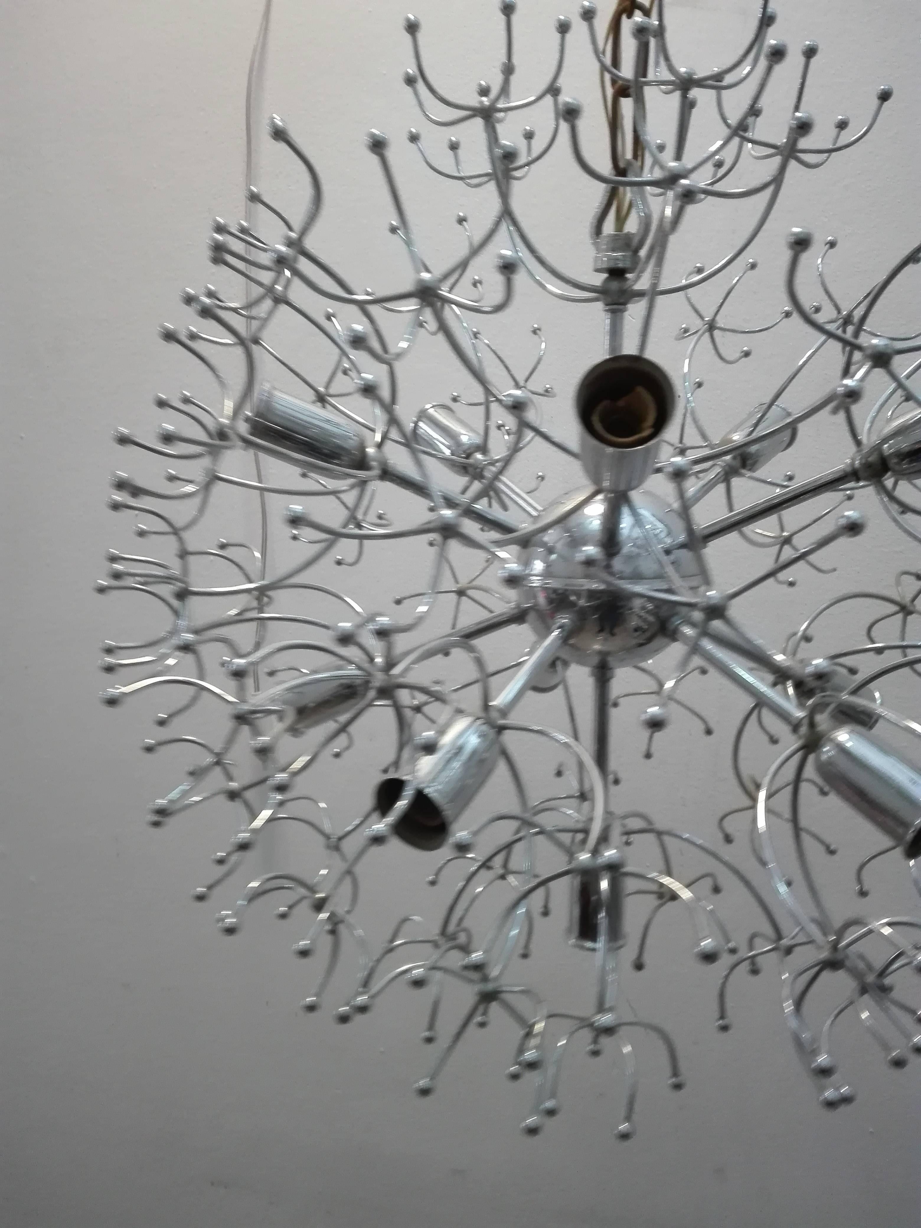 Machine-Made Sputnik Chandelier with 11 Lights by Gaetano Sciolari, 1960s For Sale