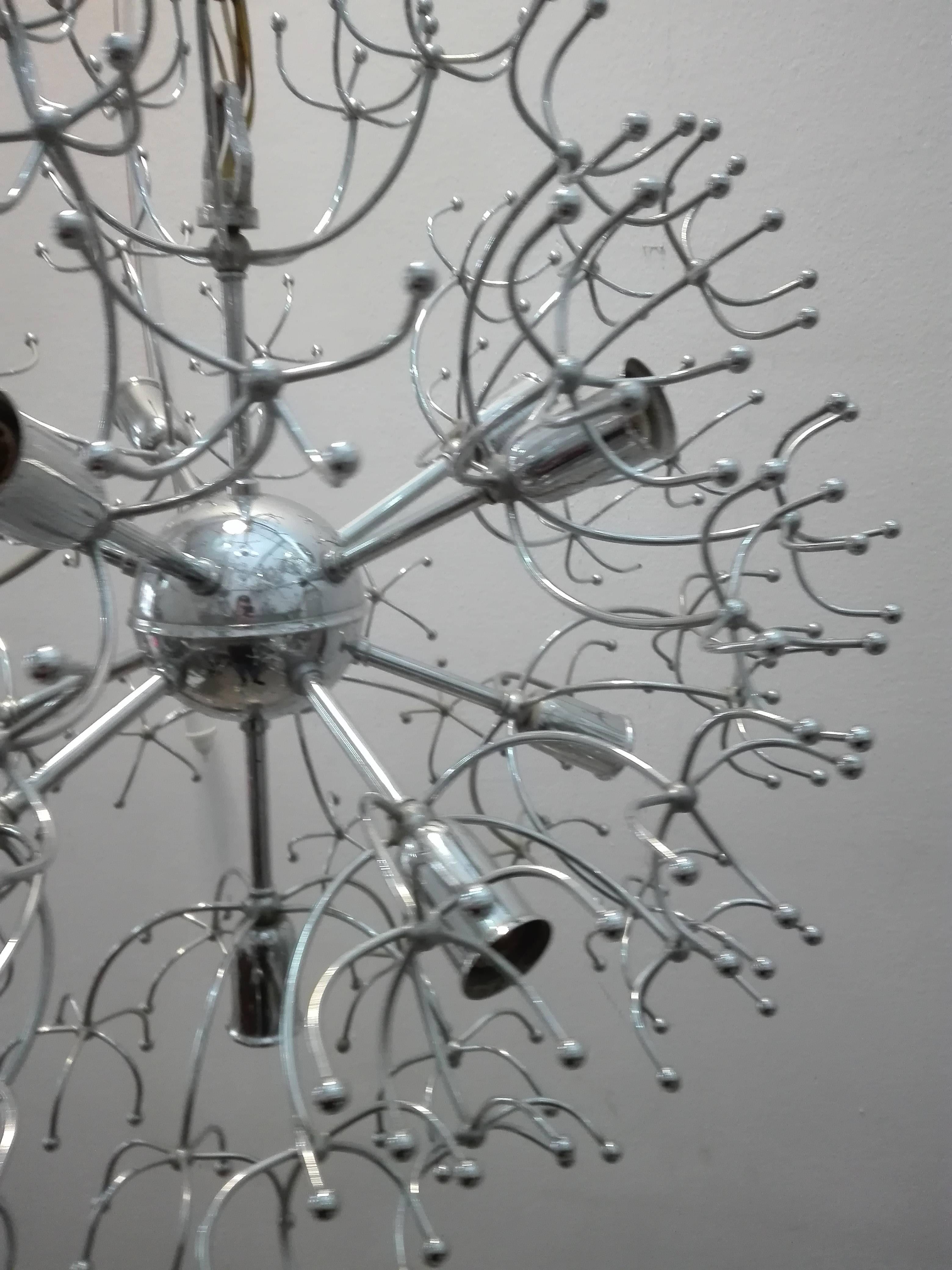 Mid-20th Century Sputnik Chandelier with 11 Lights by Gaetano Sciolari, 1960s For Sale
