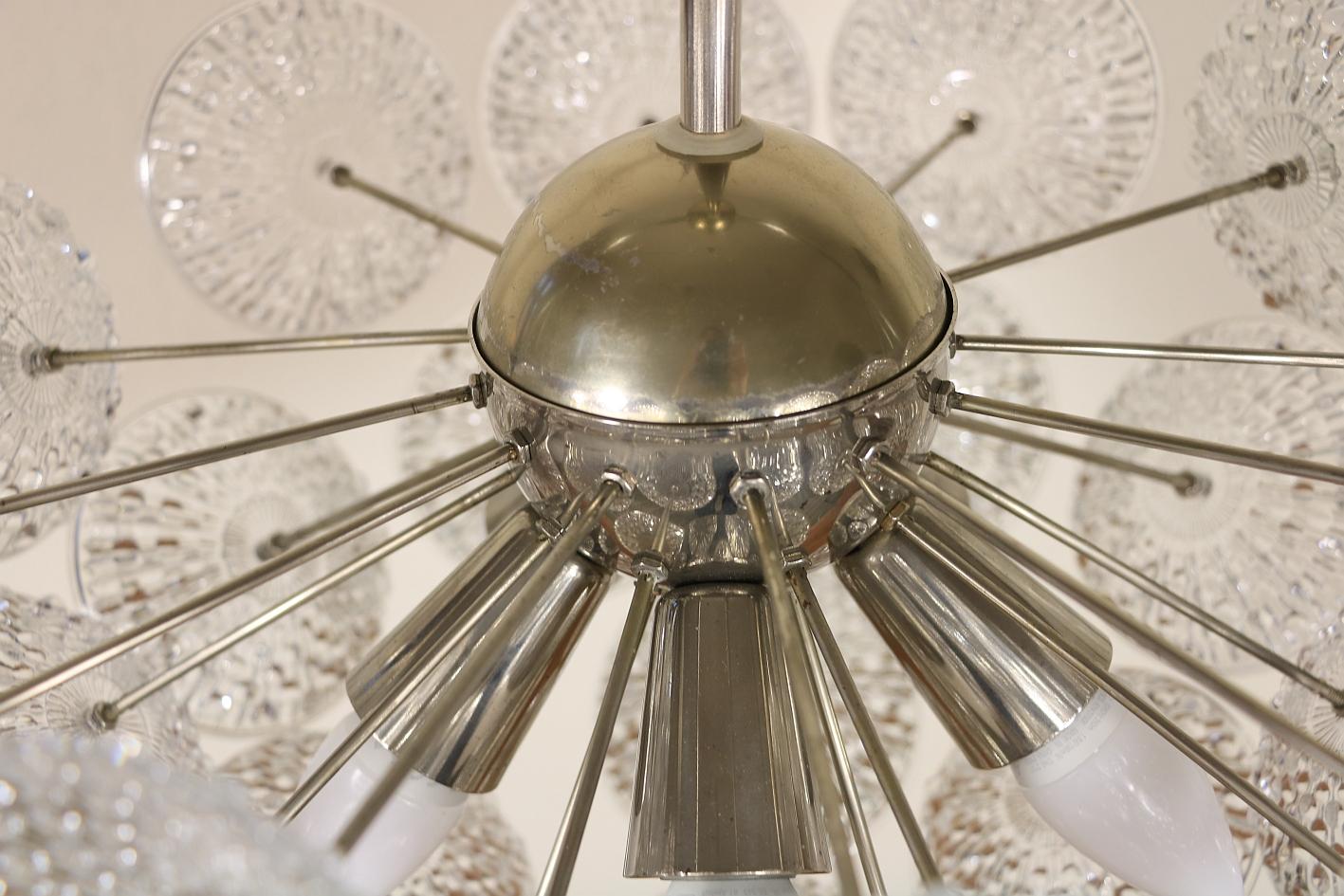 Sputnik Chandelier with 28 Glass Discs, Dandelion Design, 1970s 3