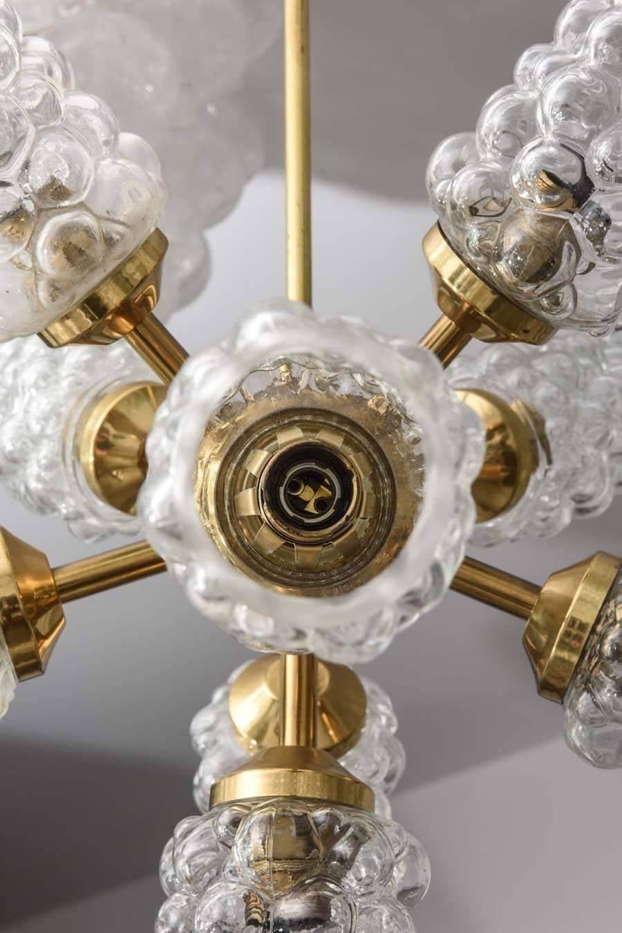 German Sputnik Chandelier with Bubble Glass Globes
